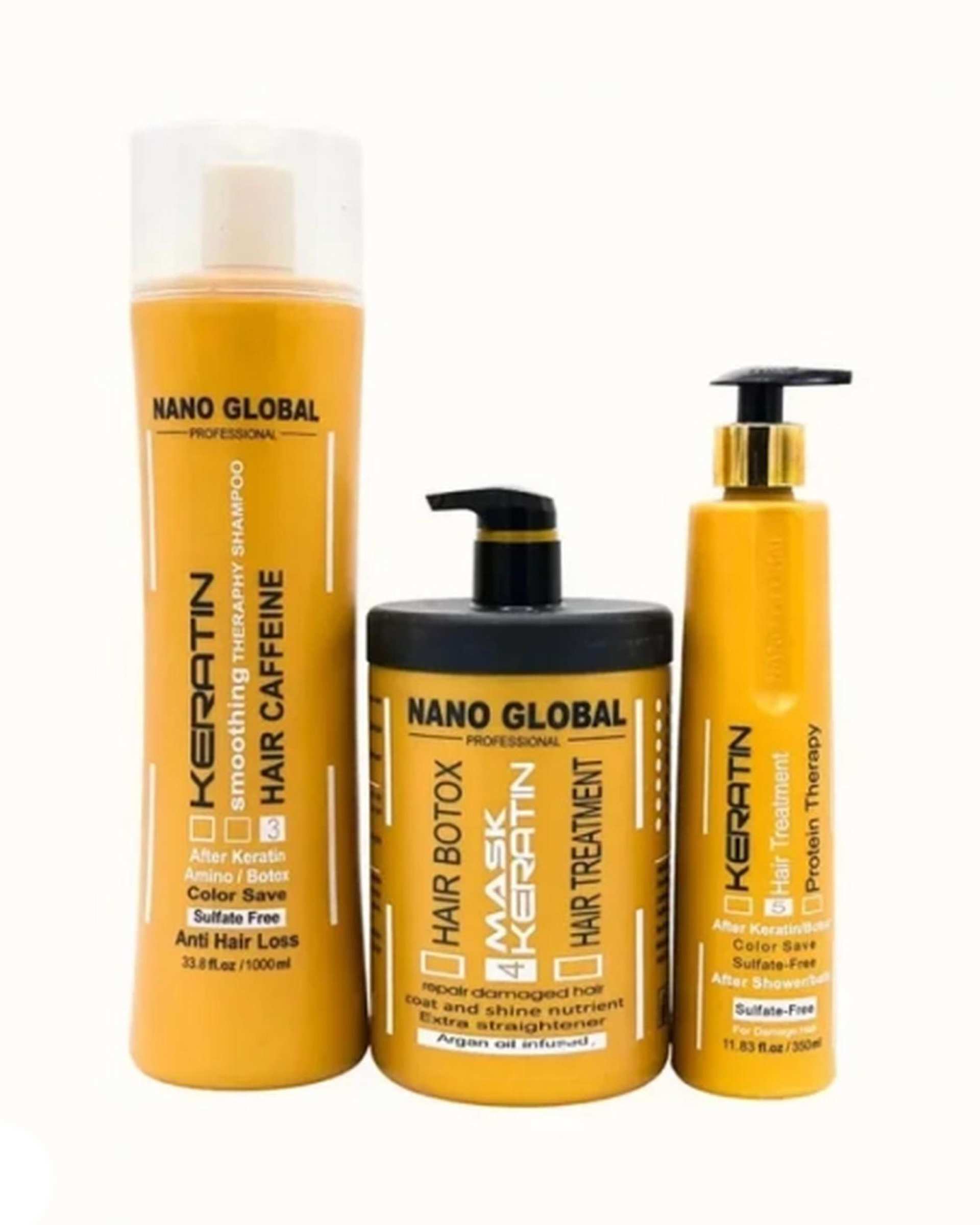 پک شامپو و ماسک مو نانوگلوبال Nano Global مدل Keratin مجموعه 3 عددی