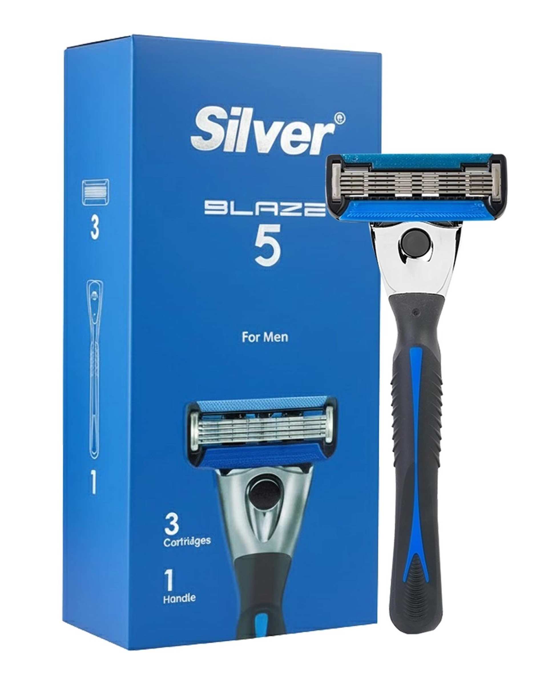 خودتراش سیلور Silver مدل Blaze5 System دسته با 3 تیغ یدک و سینی محافظ