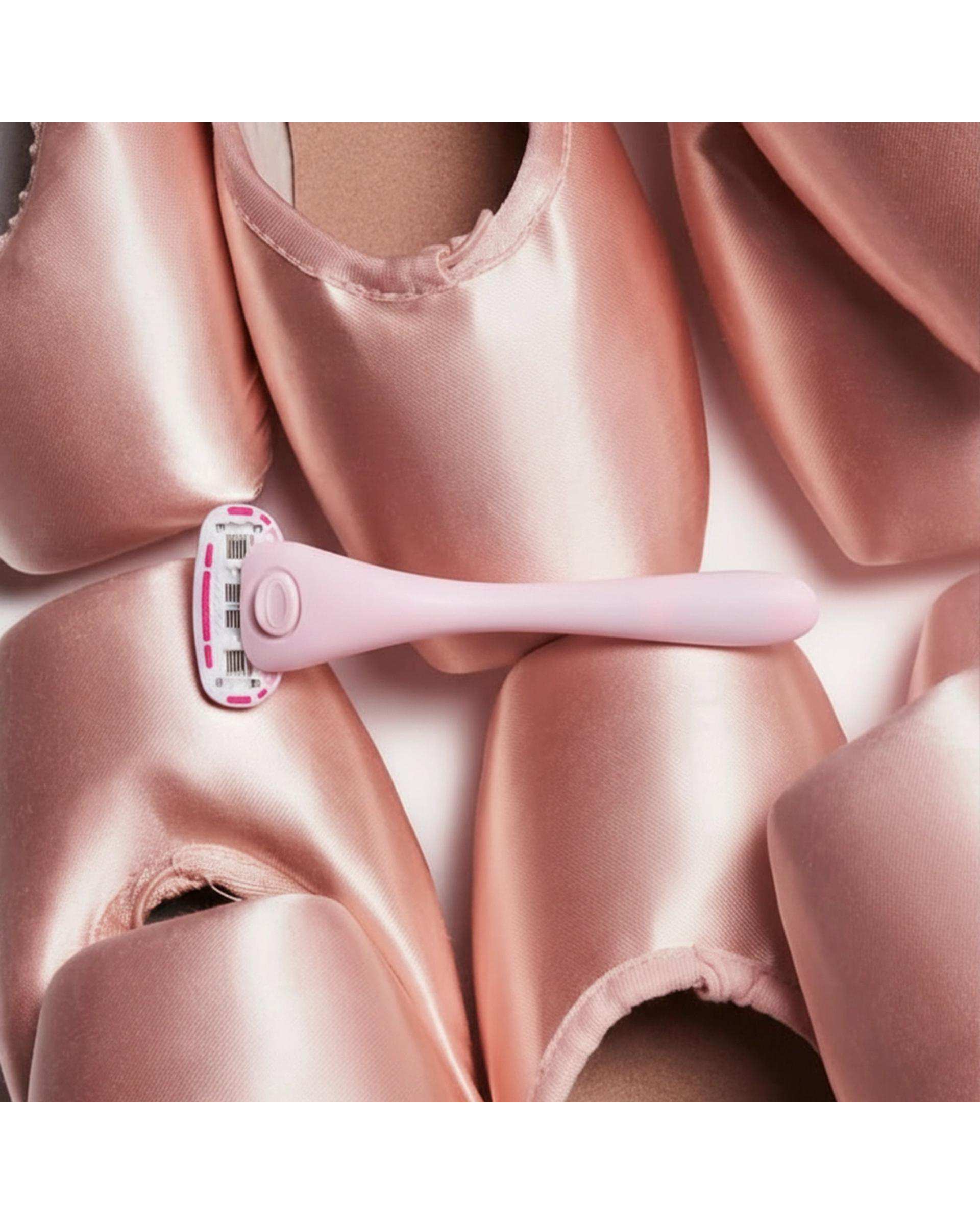 خودتراش زنانه 5 لبه صورتی سیلور Silver مدل Gloria5 System دسته با 2 تیغ یدک و هوک نگهدارنده