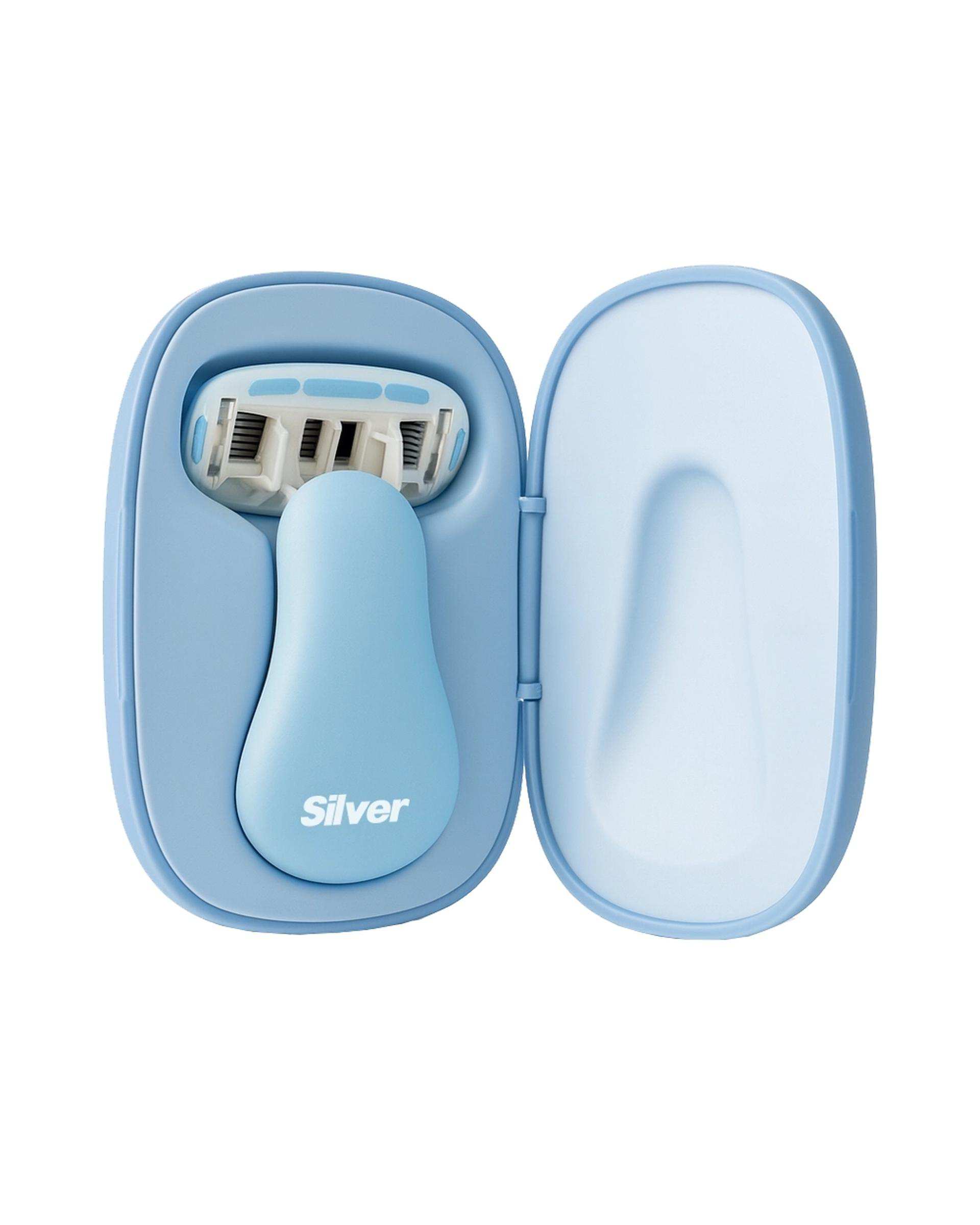 خودتراش زنانه 5 لبه نیلی سیلور Silver مدل Gloria5 GO دسته با 3 تیغ یدک و هاردکیس