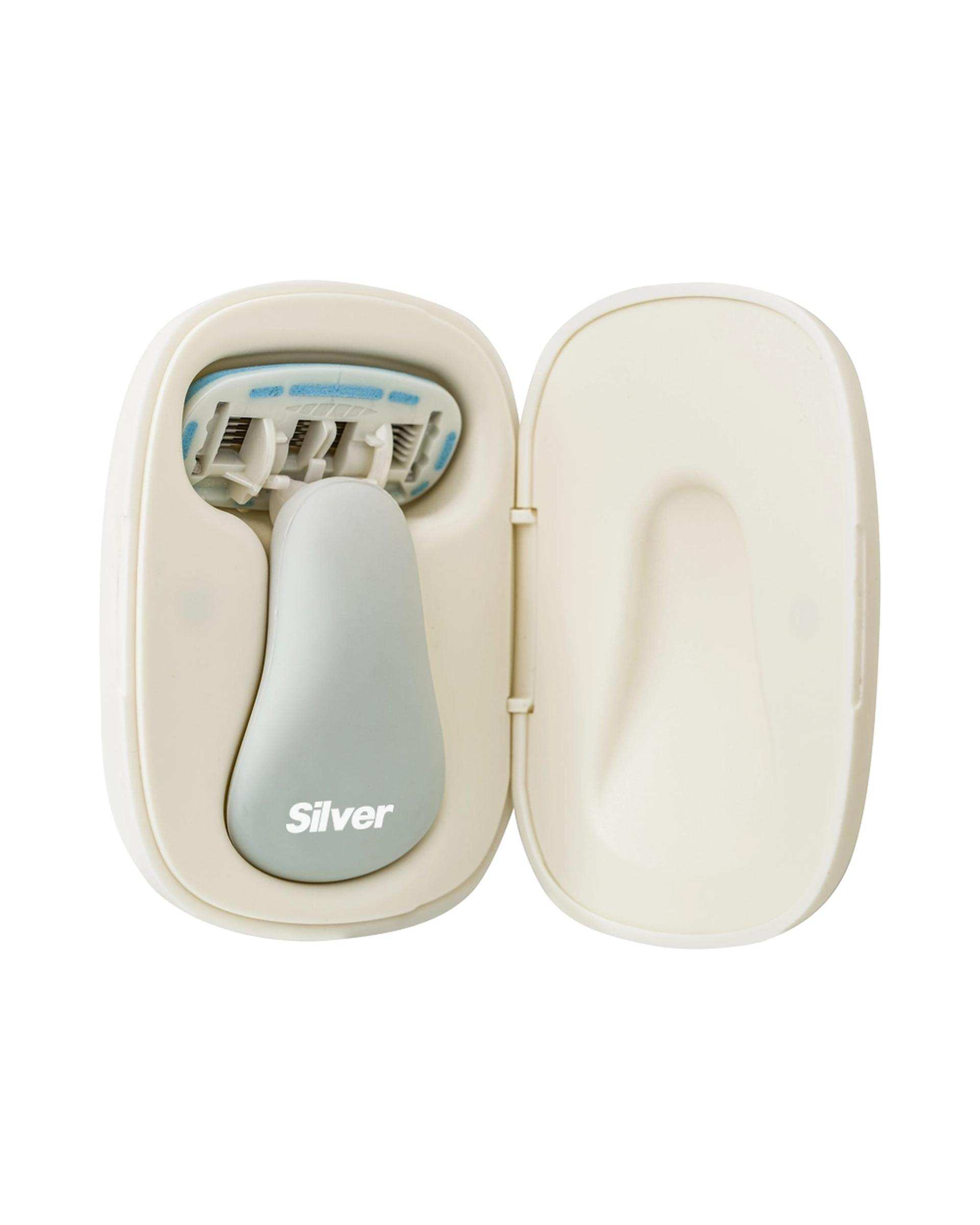 خودتراش زنانه 5 لبه سفید سیلور Silver مدل Gloria5 GO دسته با 3 تیغ یدک و هاردکیس