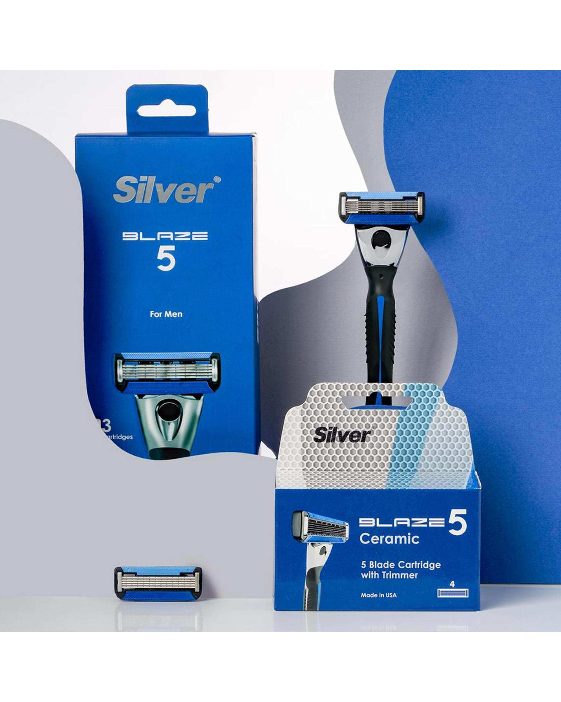 تیغ یدک 5 لبه سیلور Silver مدل Blaze5 بسته 4 عددی