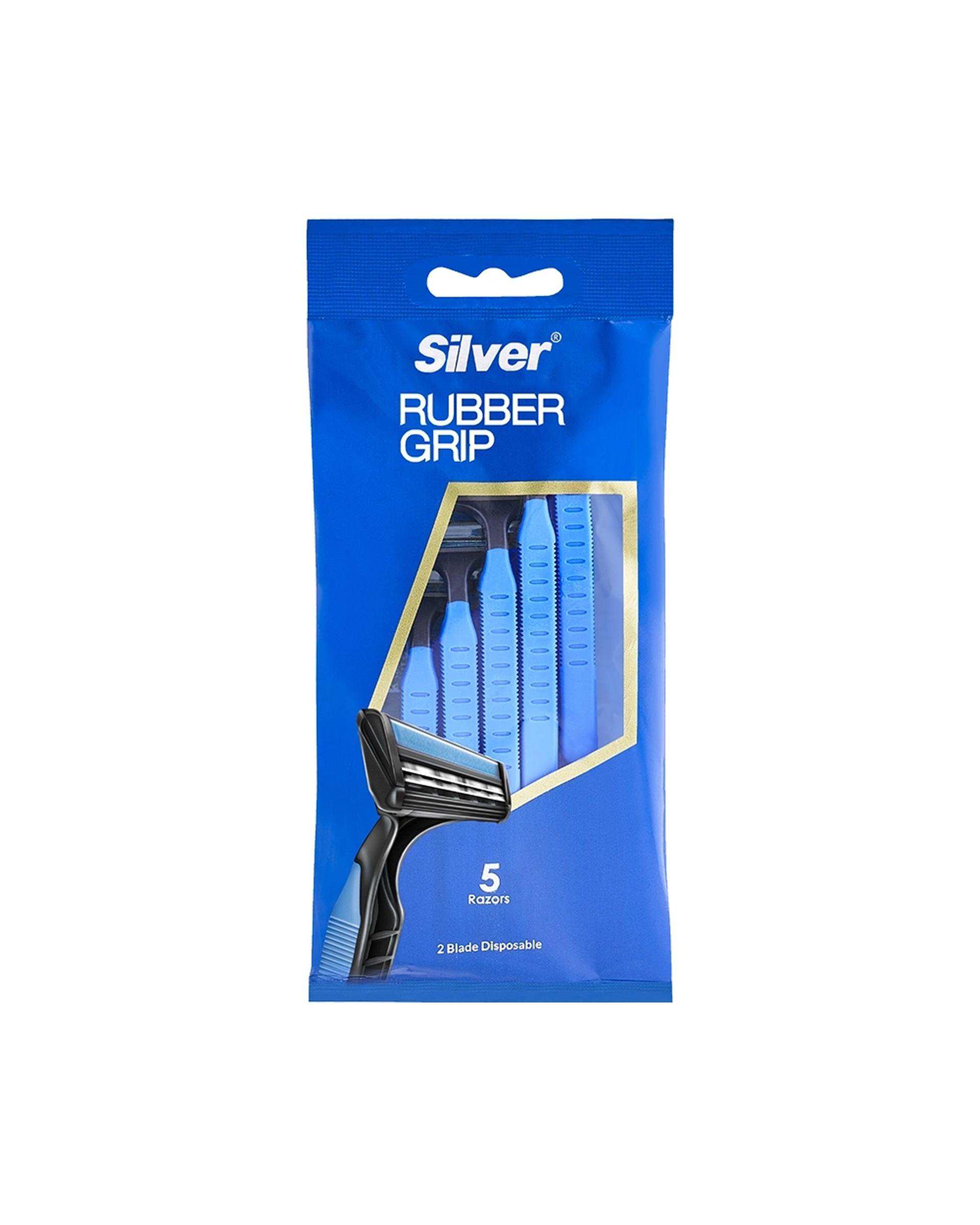 خودتراش 2 لبه سیلور Silver مدل Rubber Grip بسته 5 عددی