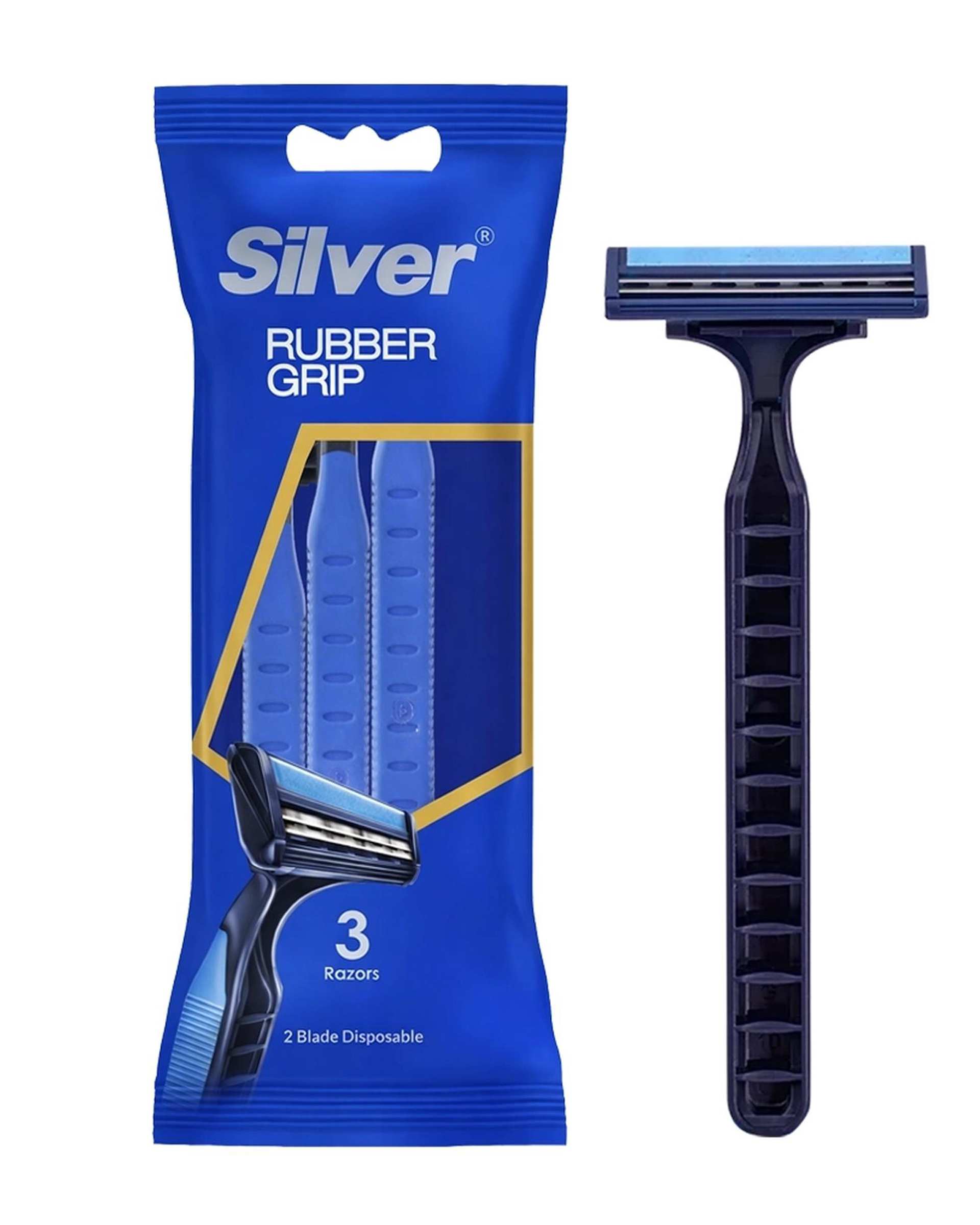 خودتراش زنانه 2 لبه سیلور Silver مدل Rubber Grip بسته 5 عددی