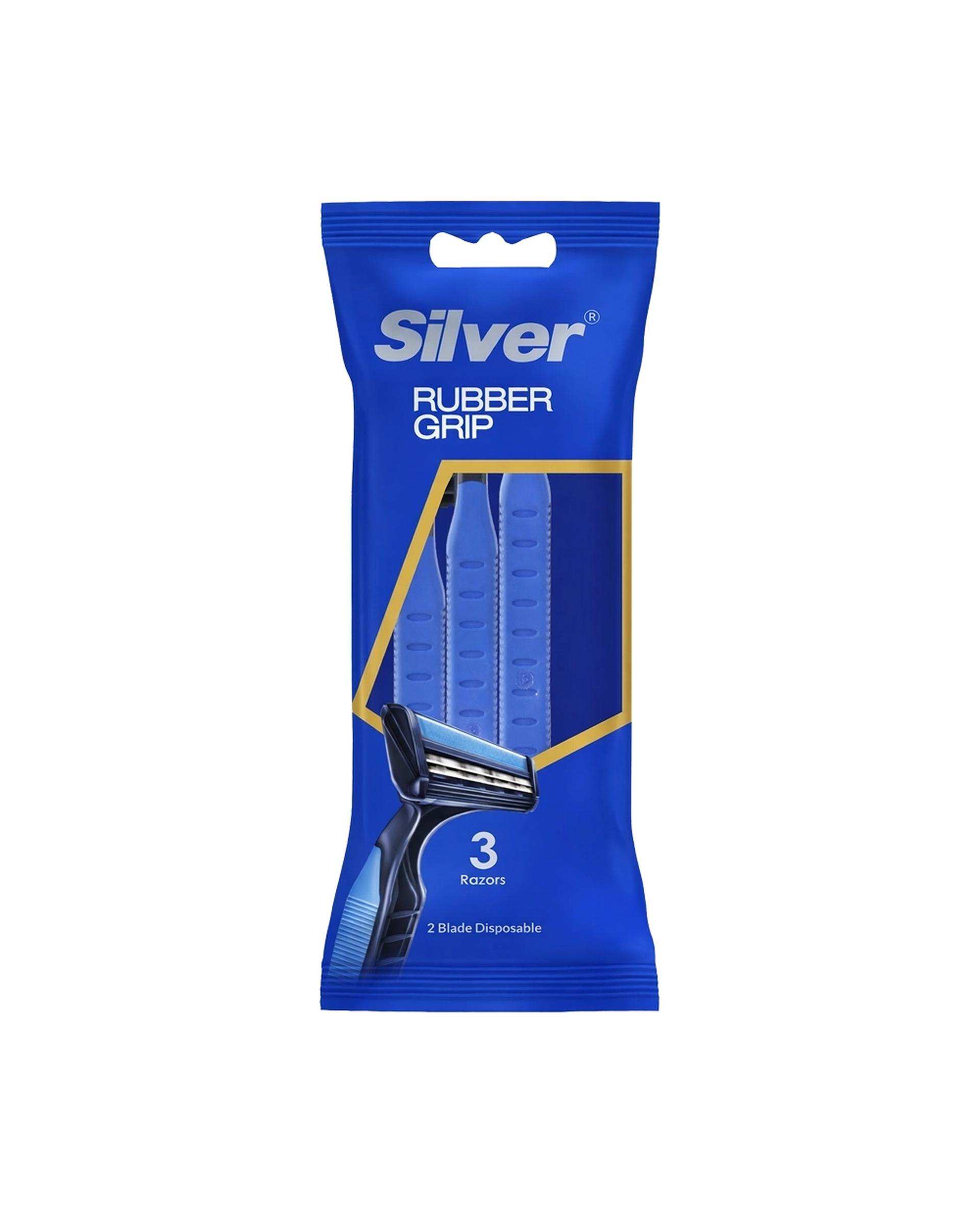 خودتراش زنانه 2 لبه سیلور Silver مدل Rubber Grip بسته 5 عددی