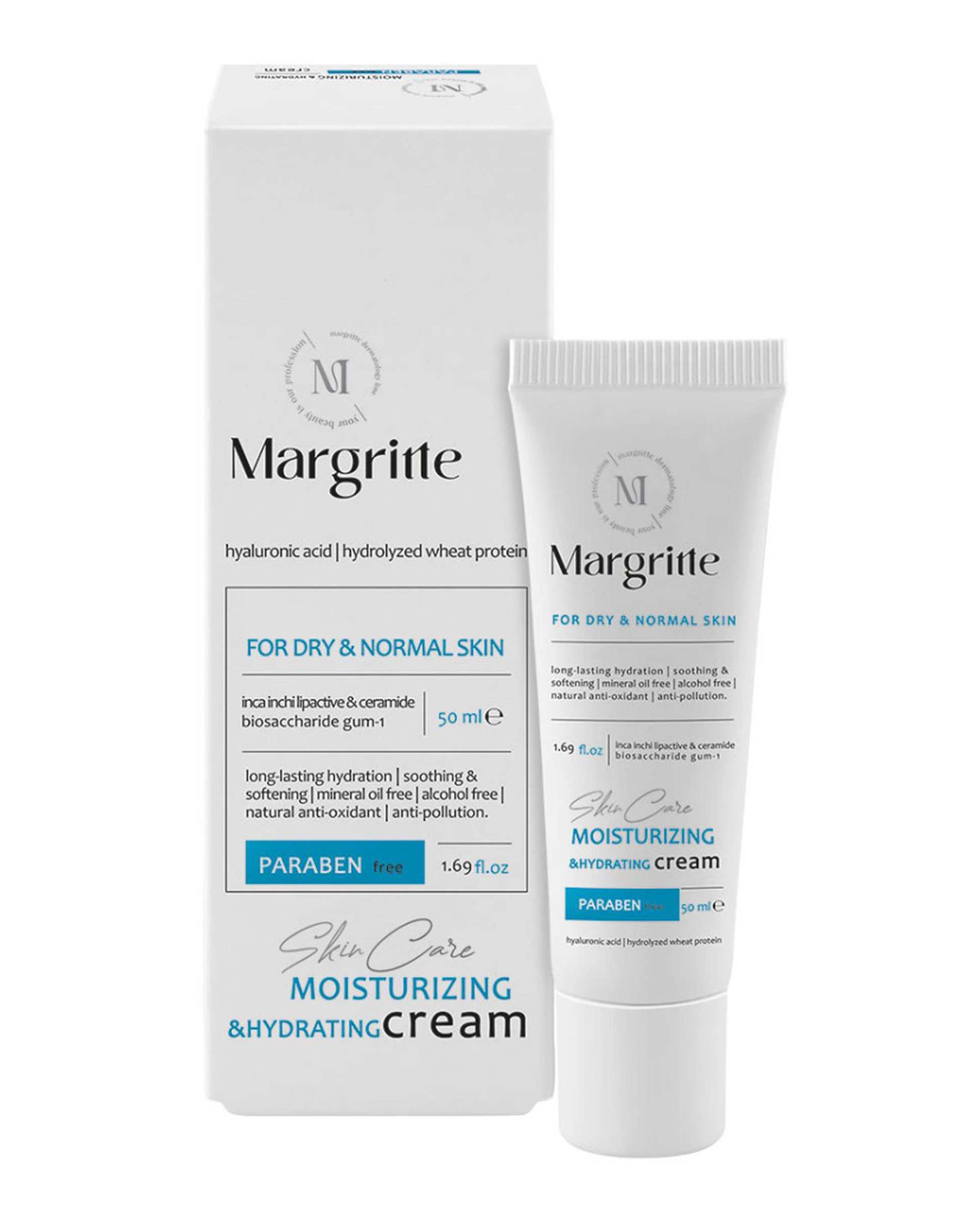 کرم مرطوب کننده و آبرسان قوی مارگریت Margritte مناسب پوست خشک و نرمال حجم 50ml
