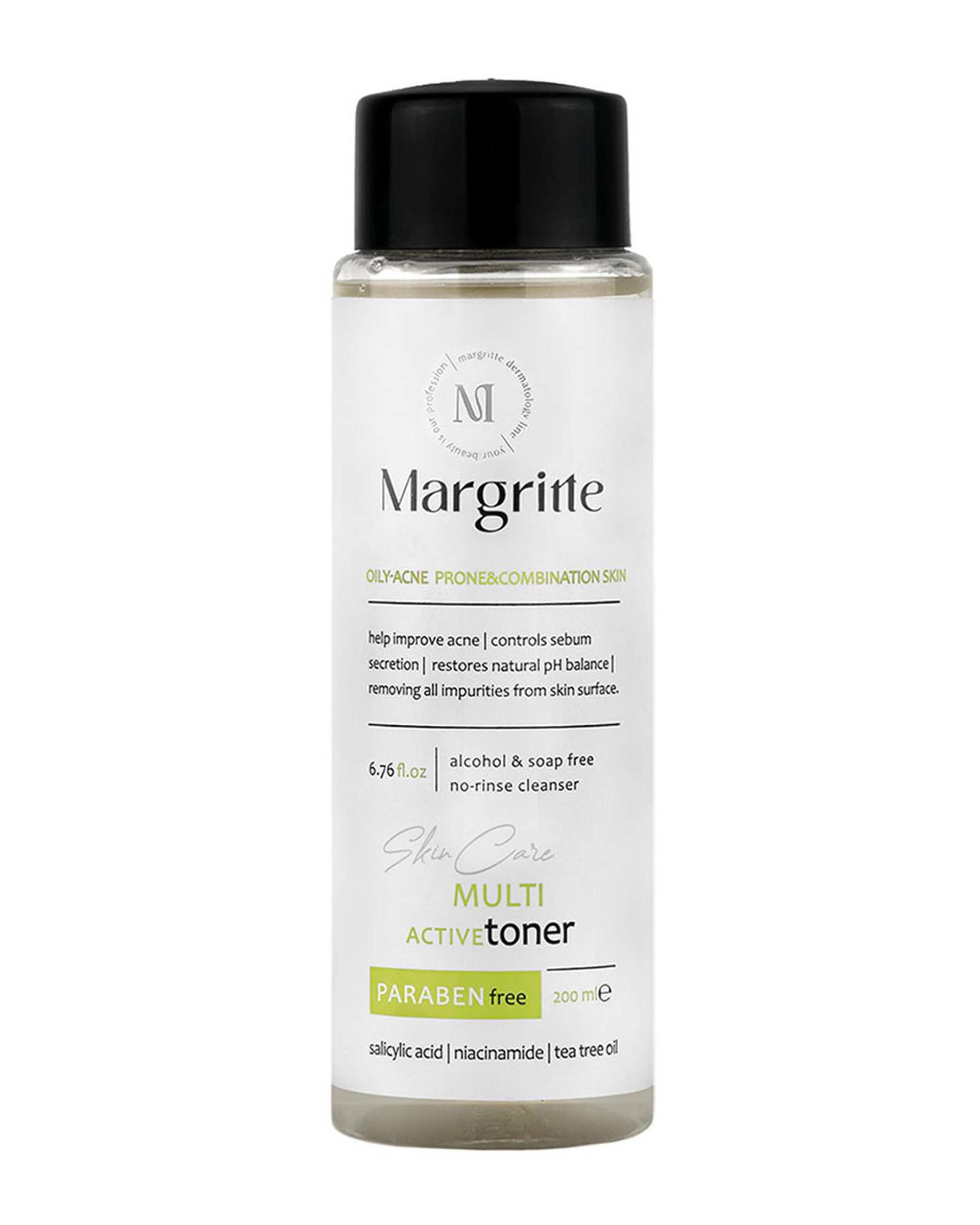 تونر مولتی اکتیو مارگریت Margritte مناسب پوست چرب و مختلط آکنه حجم 200ml