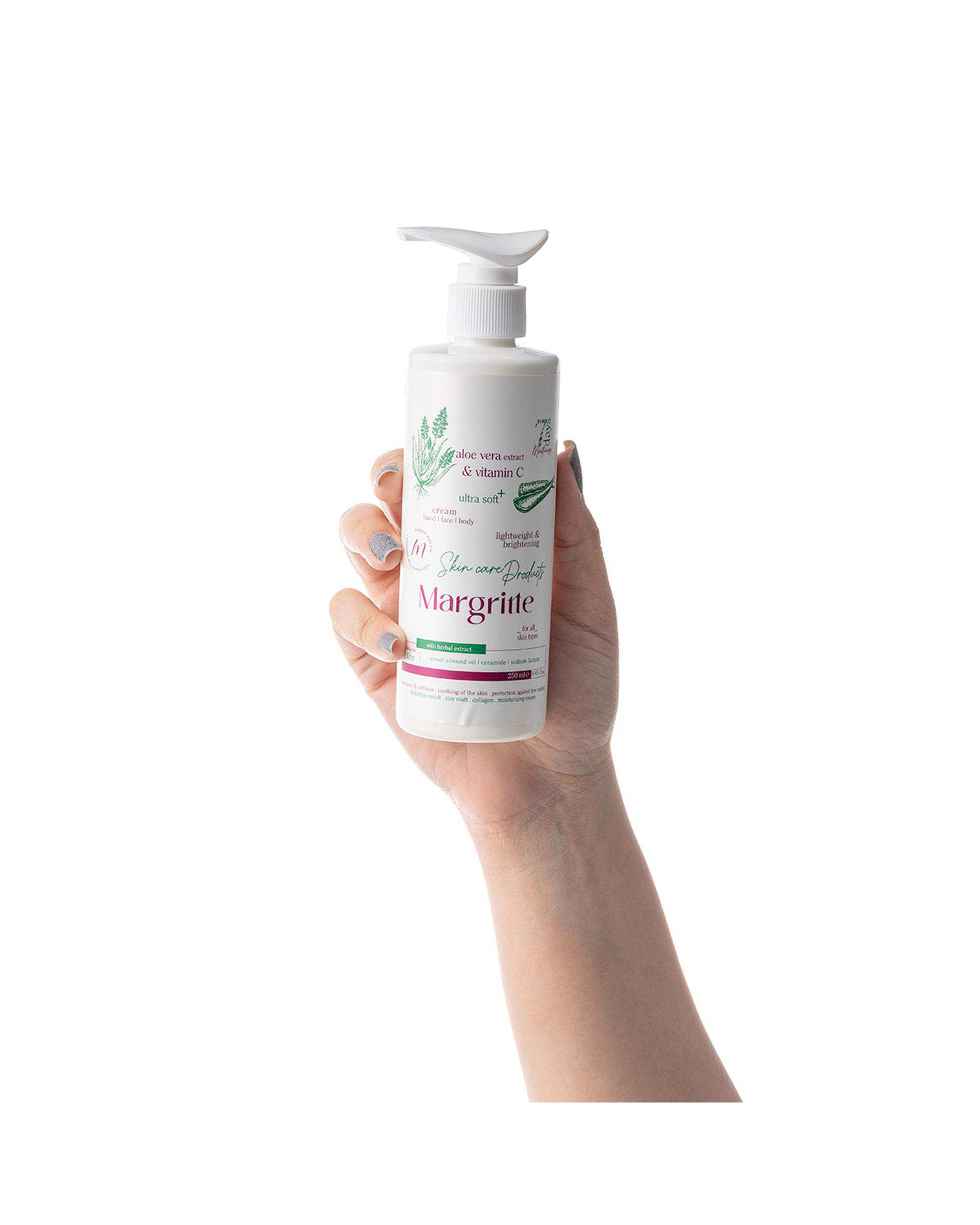 کرم مرطوب کننده و آبرسان مارگریت Margritte حاوی عصاره آلوئه ورا و ویتامین C حجم 250ml