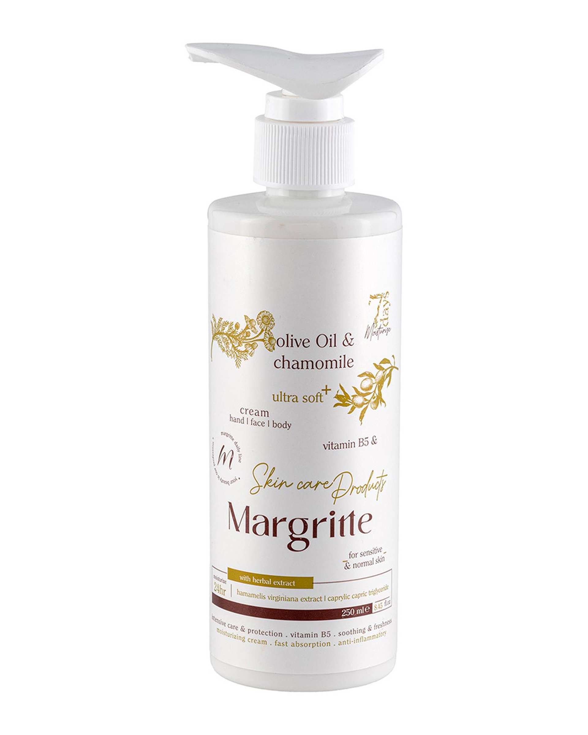 کرم مرطوب کننده و آبرسان مارگریت Margritte حاوی روغن زیتون و عصاره بابونه حجم 250ml