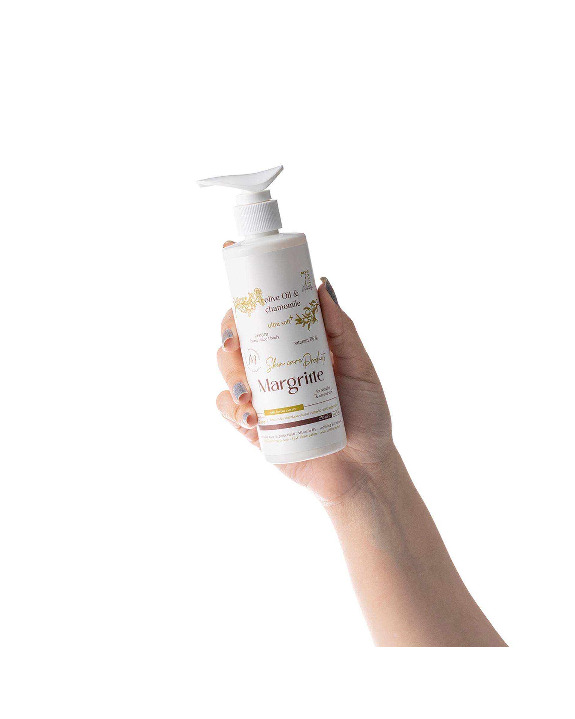 کرم مرطوب کننده و آبرسان مارگریت Margritte حاوی روغن زیتون و عصاره بابونه حجم 250ml