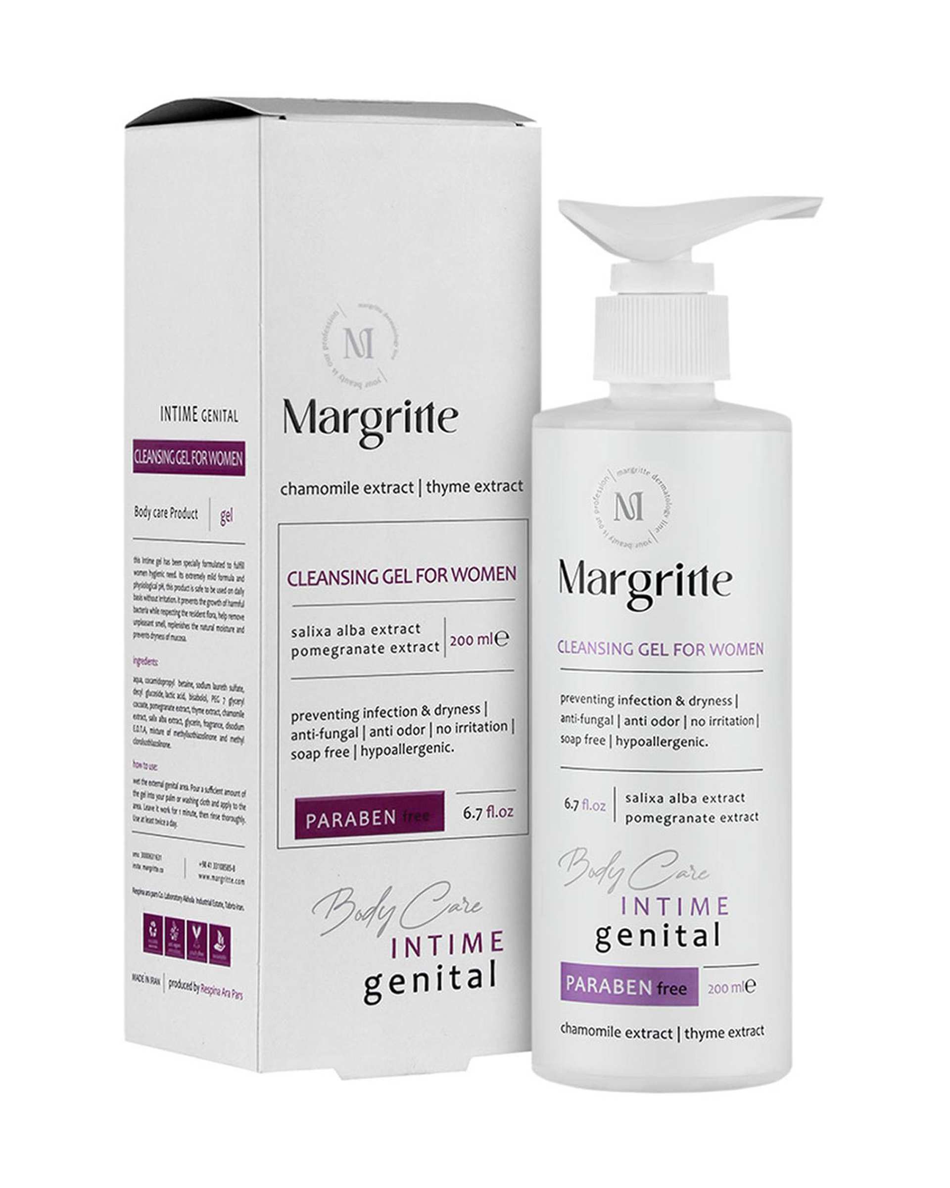 ژل بهداشتی بانوان فاقد پارابن مارگریت Margritte حجم 200ml