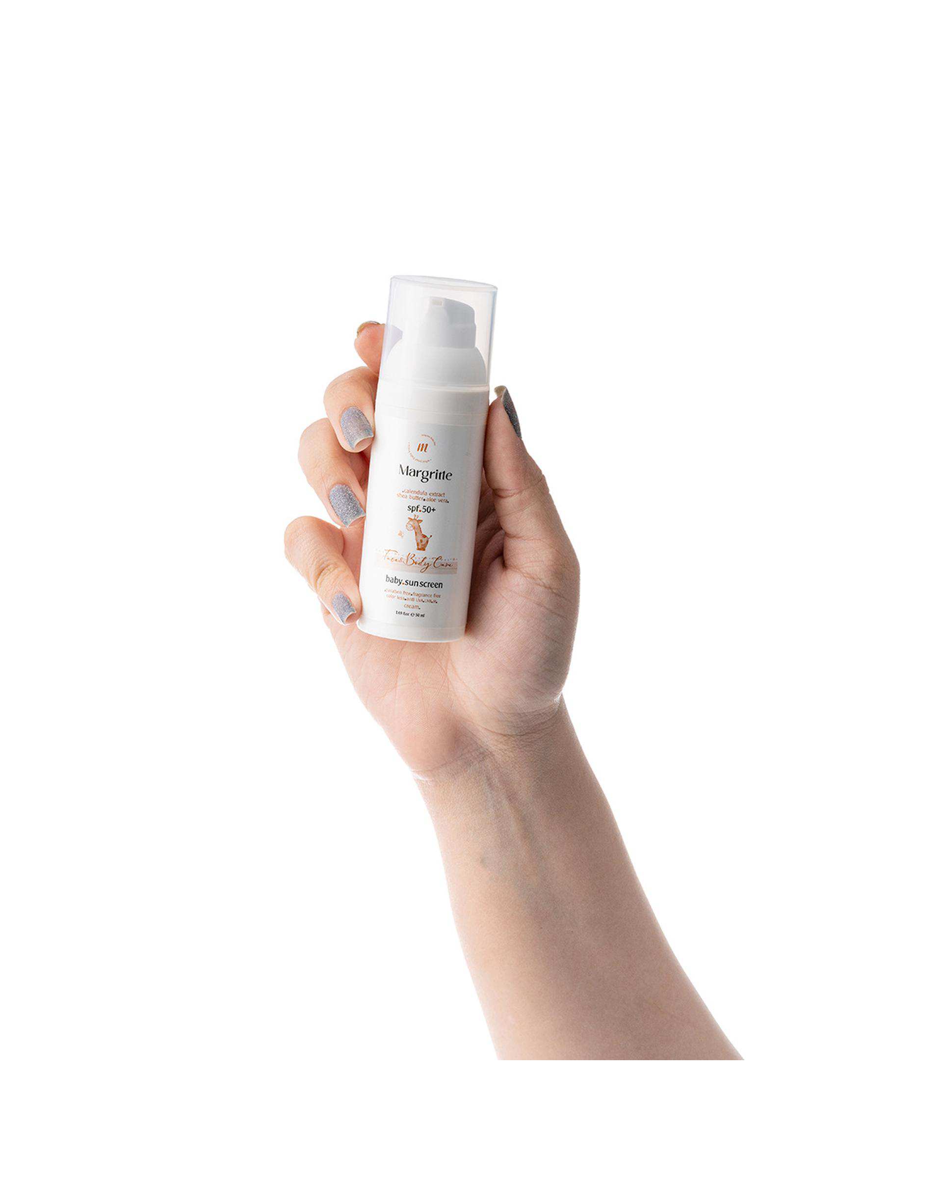 کرم ضد آفتاب بی رنگ کودک SPF50 مارگریت Margritte مناسب انواع پوست حجم 50ml