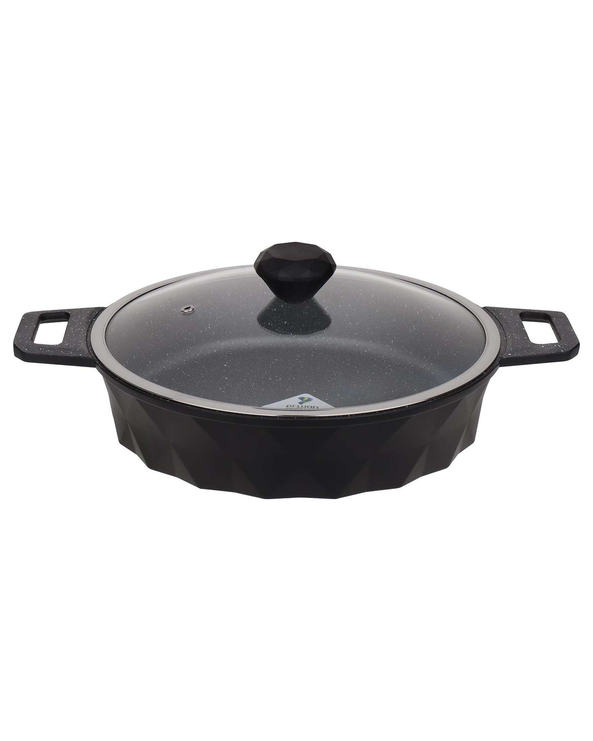 تابه دو دسته مشکی تکنو Tecno مدل دایموند سایز 28