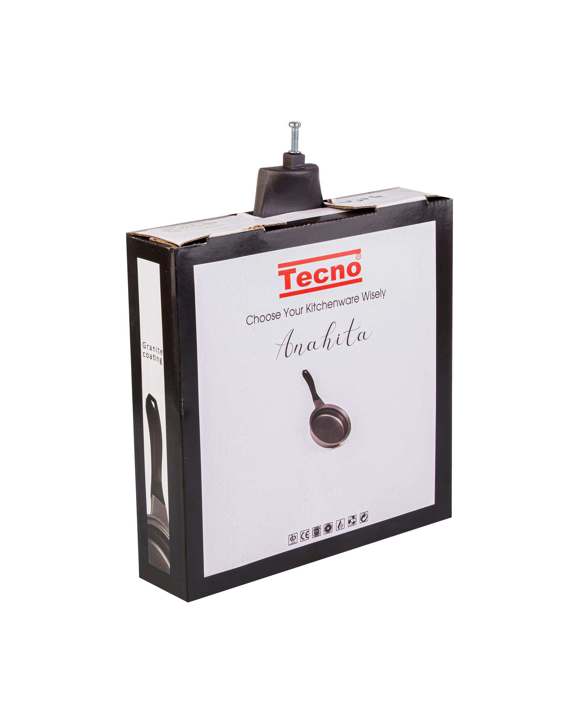 تابه تک دسته درب دار مشکی تکنو Tecno مدل آناهیتا سایز 20