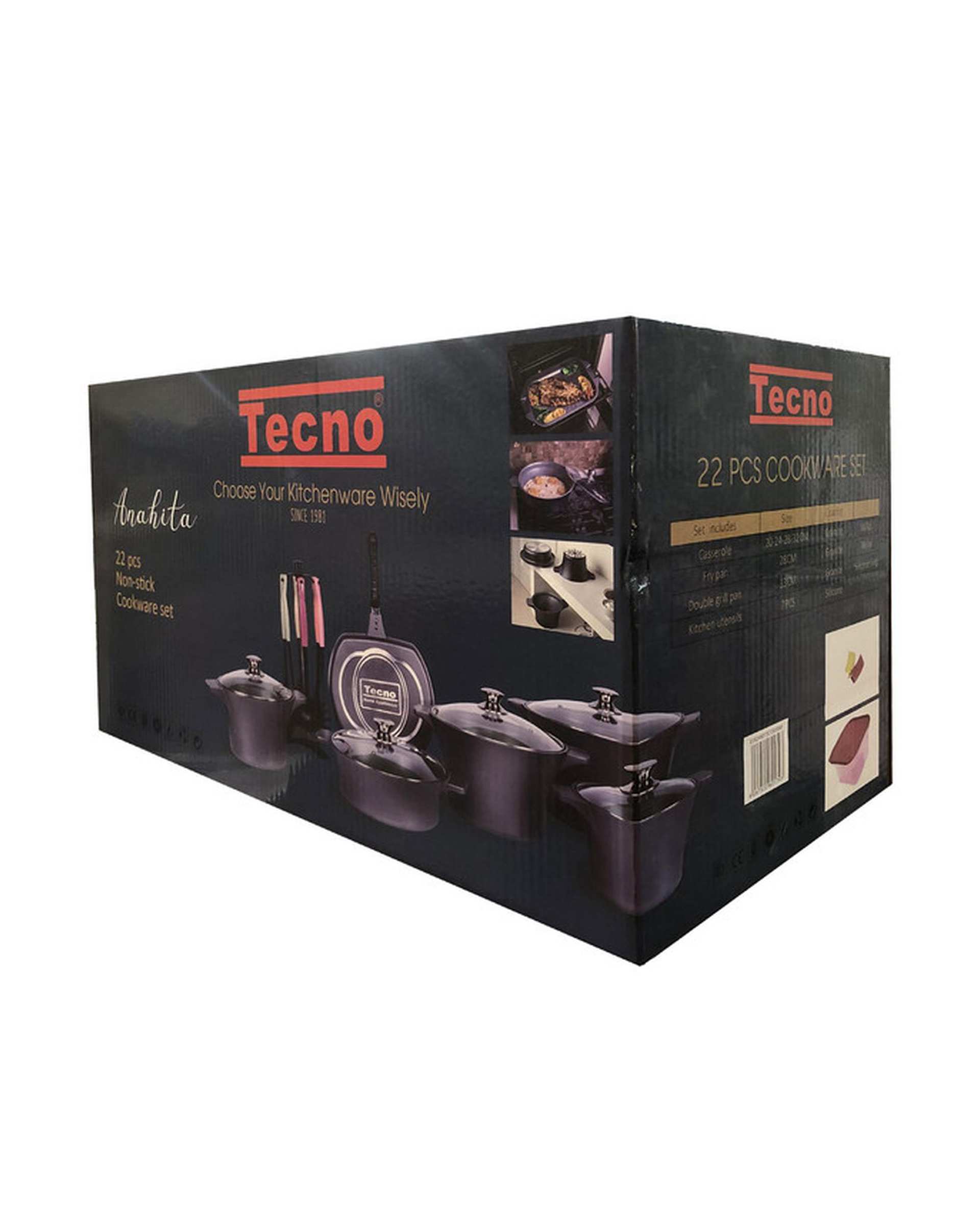 سرویس قابلمه 22 پارچه مشکی تکنو Tecno مدل آناهیتا