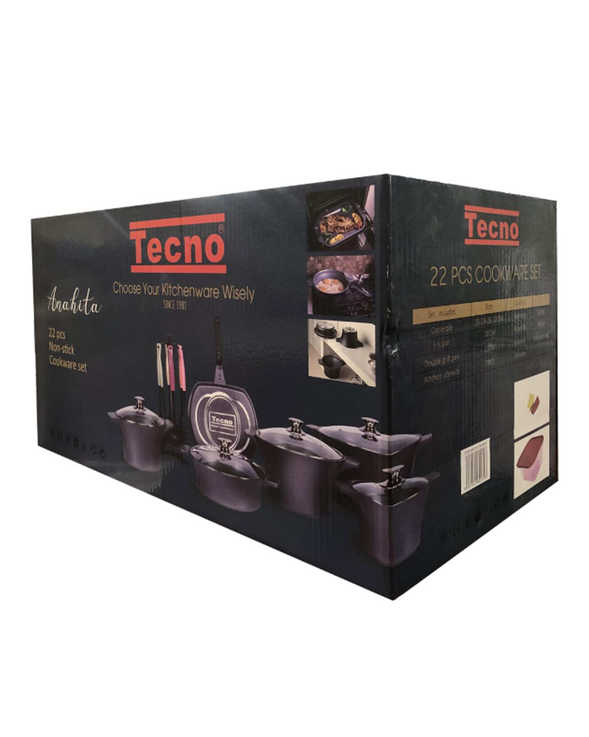 سرویس قابلمه 22 پارچه طوسی تکنو Tecno مدل آناهیتا