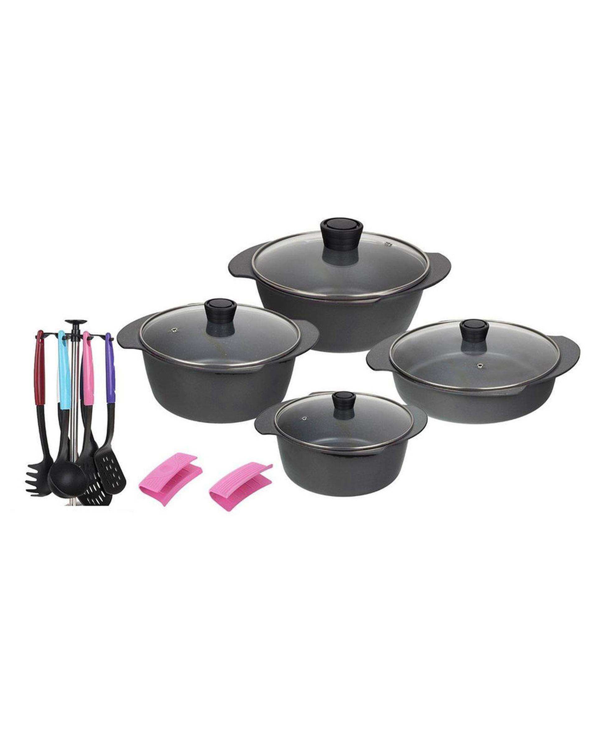 سرویس قابلمه 17 پارچه طوسی تکنو Tecno مدل پروانه