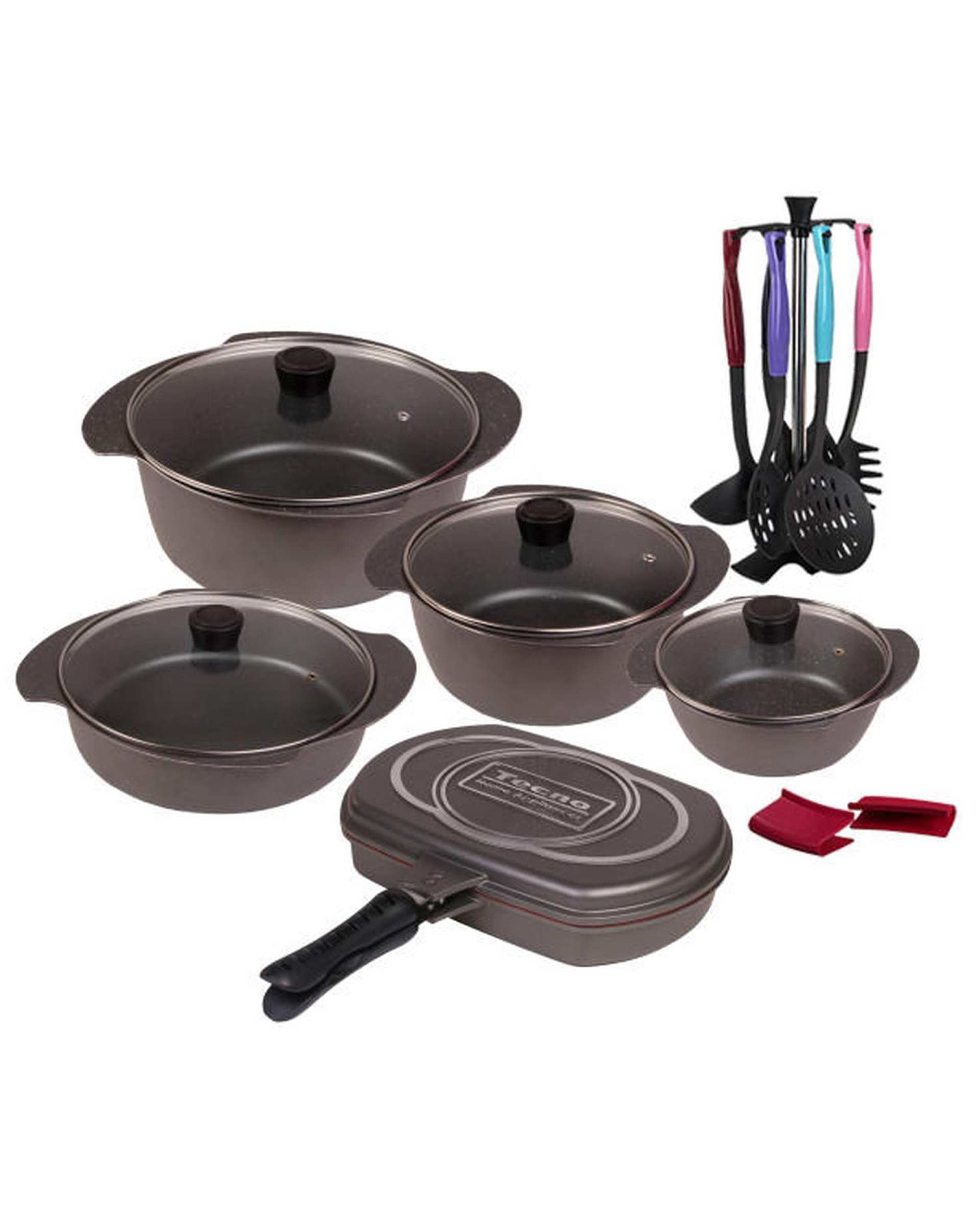 سرویس قابلمه 19 پارچه طوسی تکنو Tecno مدل پروانه