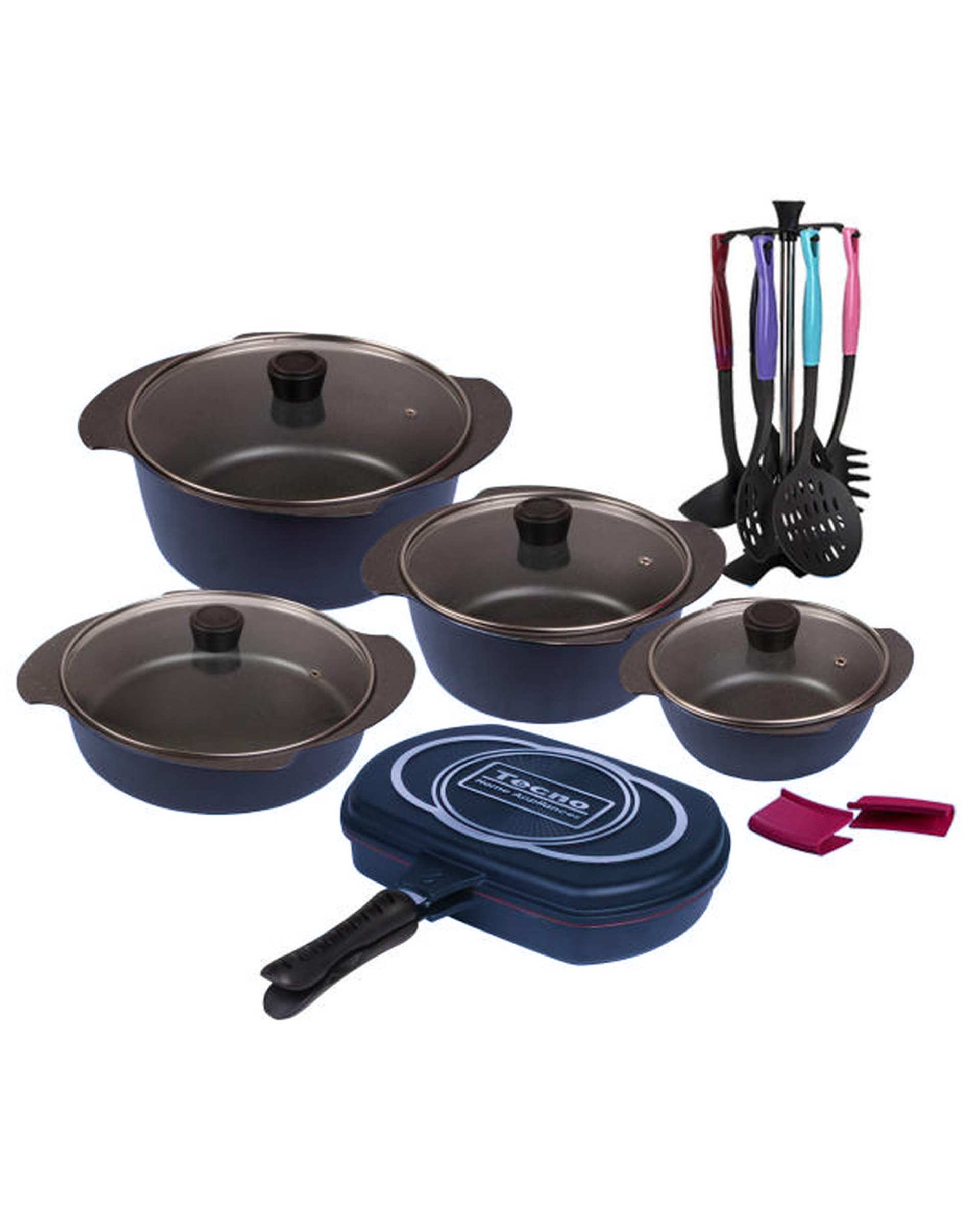 سرویس قابلمه 19 پارچه سرمه ای تکنو Tecno پروانه