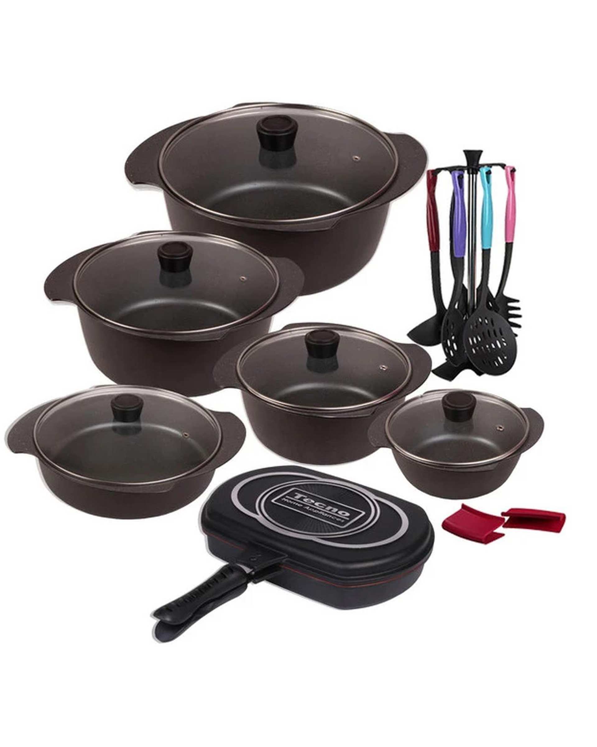 سرویس قابلمه 21 پارچه مشکی تکنو Tecno مدل پروانه