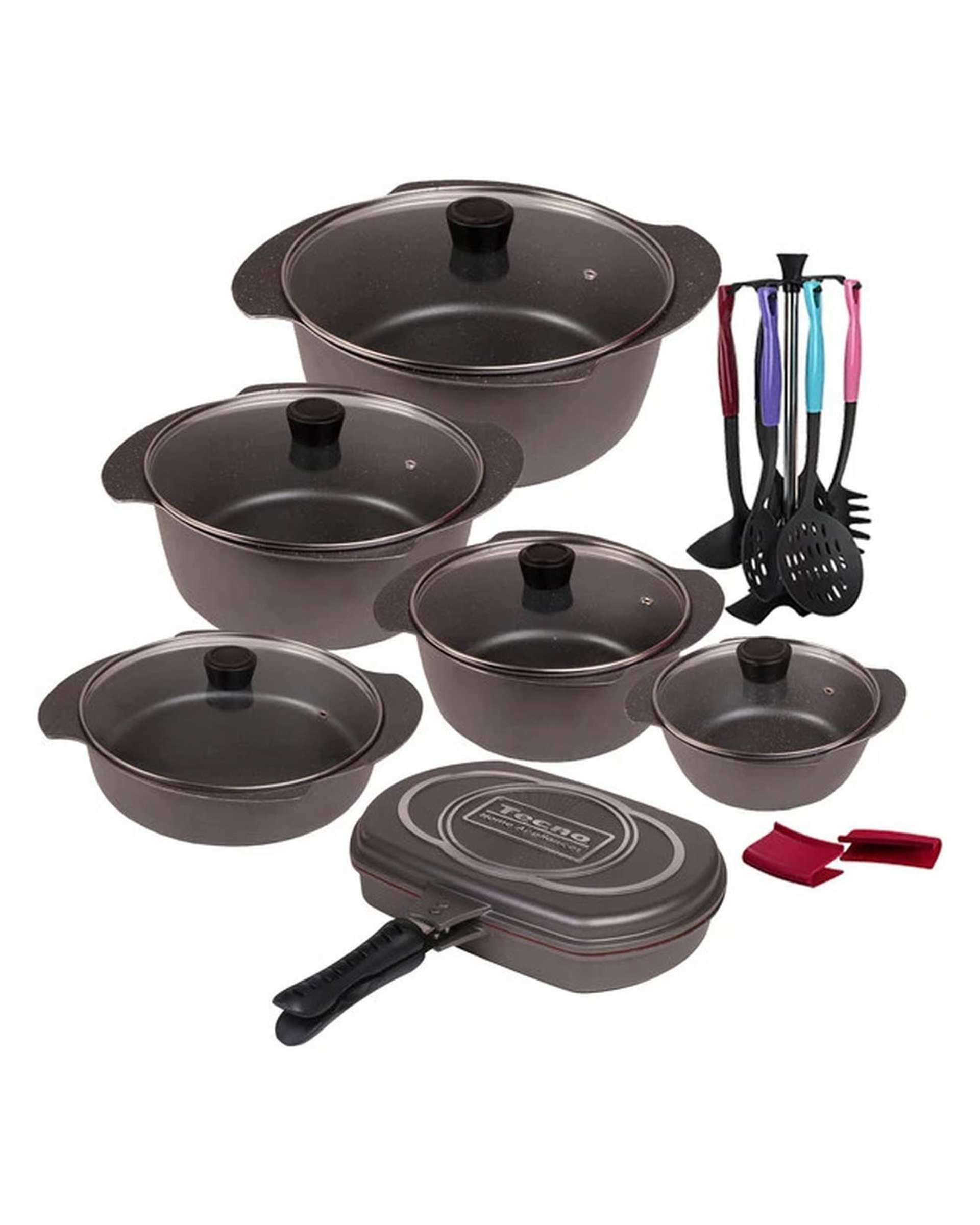 سرویس قابلمه 21 پارچه طوسی تکنو Tecno مدل پروانه