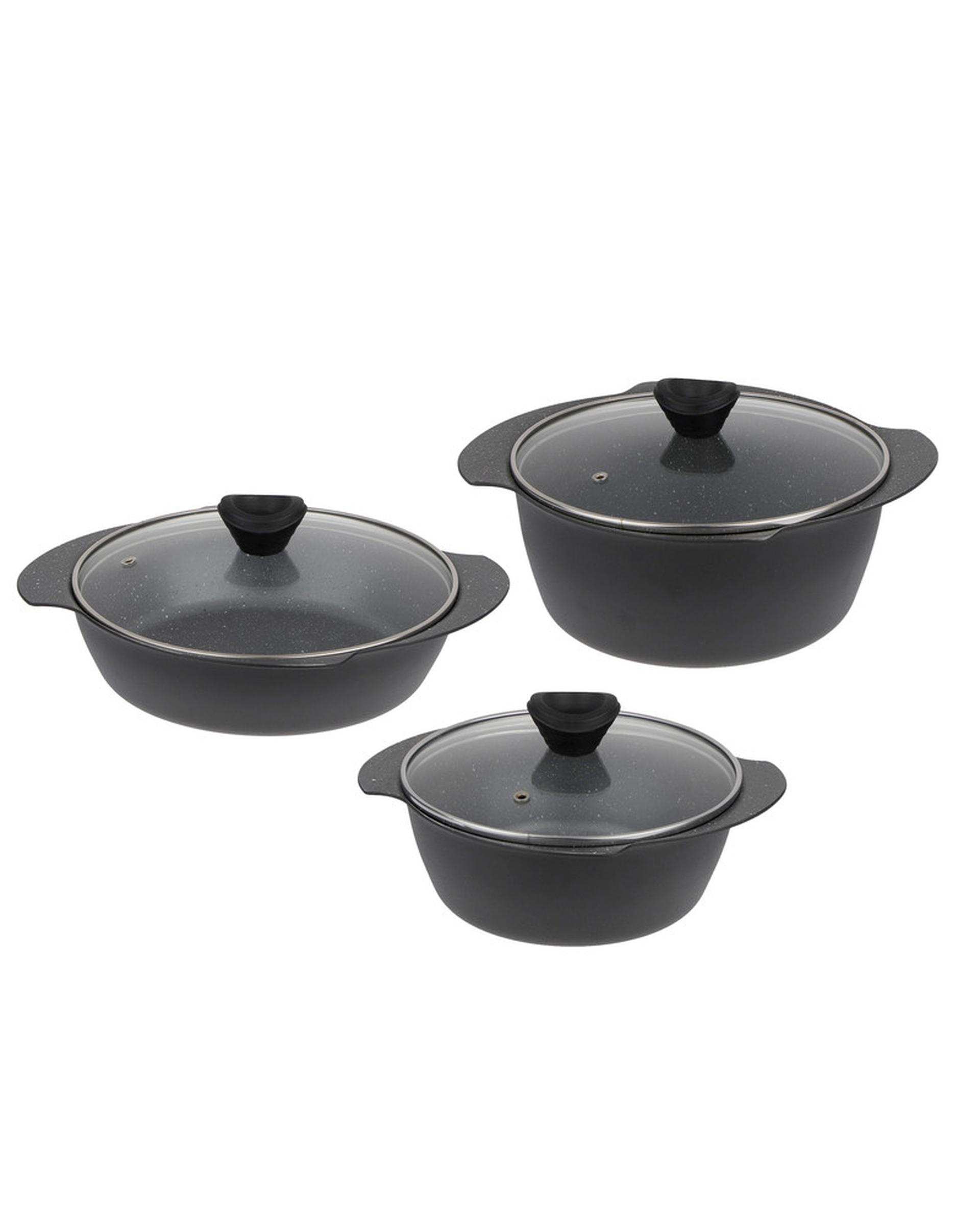 سرویس قابلمه 6 پارچه طوسی تکنو Tecno مدل پروانه