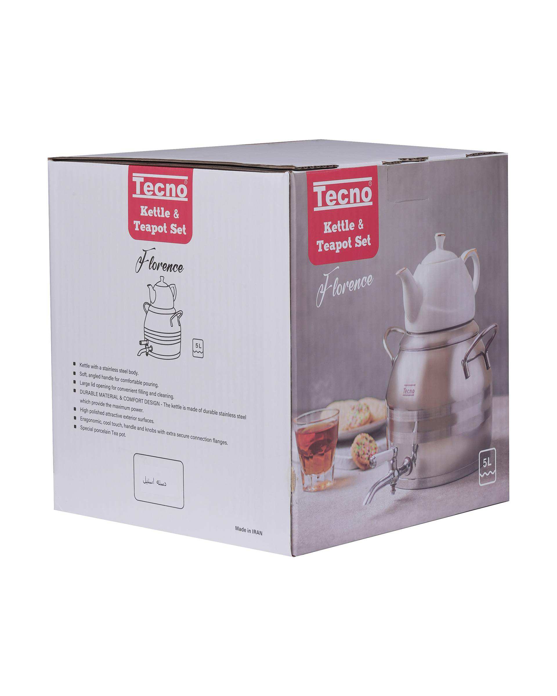 ست کتری و قوری استیل تکنو Tecno ظرفیت 5 لیتر