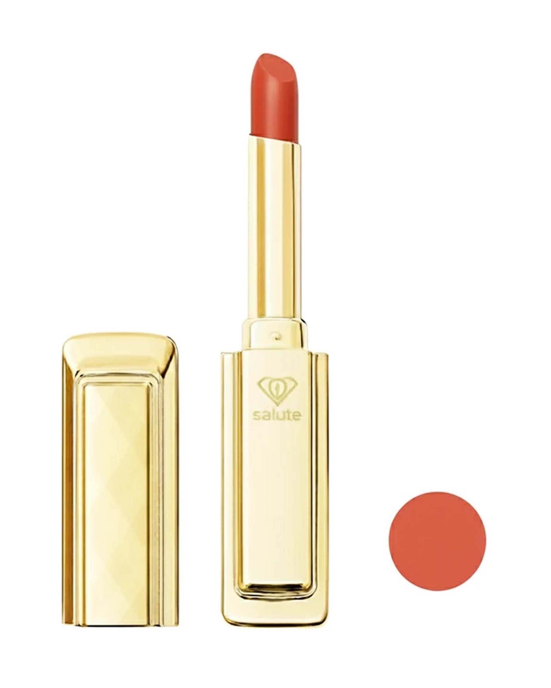 رژ لب جامد براق سالوته پرو Salute مدل اسلیم رنگ قرمز آجری به شماره S 946