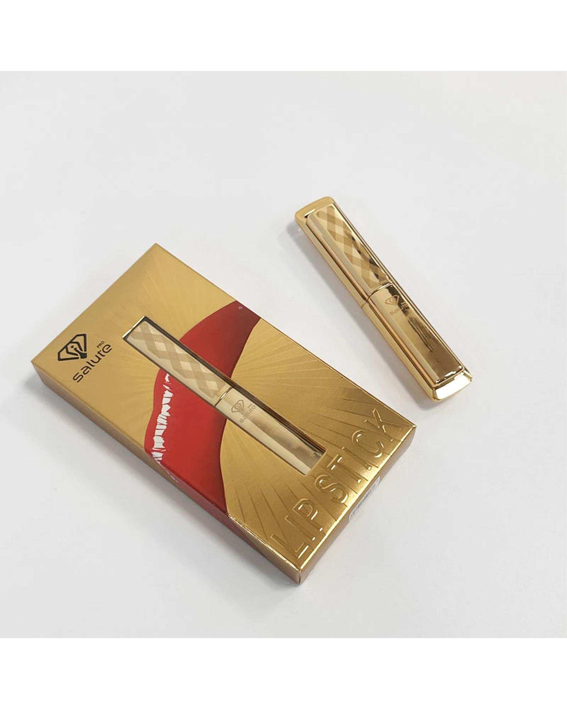 رژ لب جامد براق سالوته پرو Salute مدل اسلیم رنگ قهوه ای به شماره S 947
