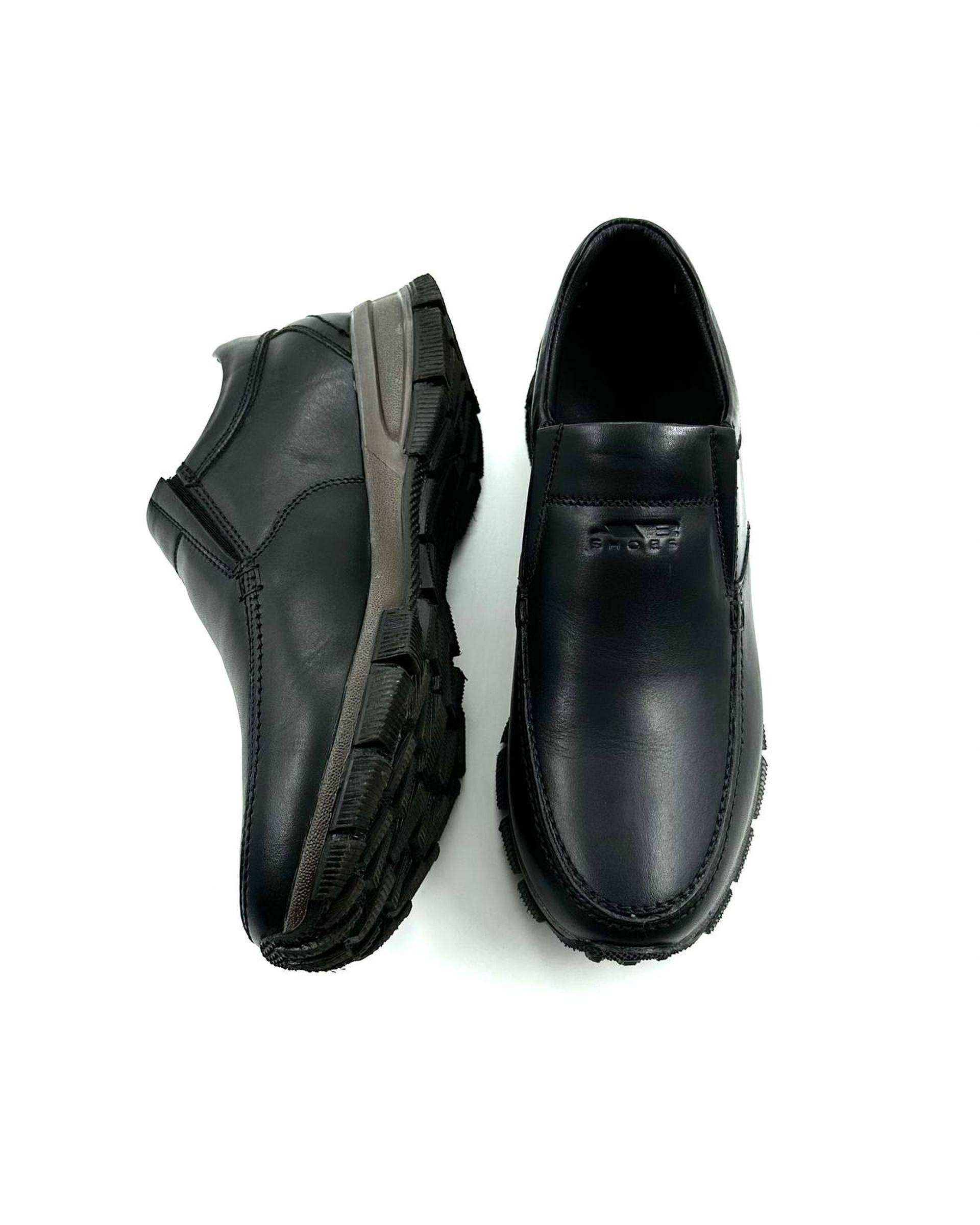 کفش چرم مردانه طبی ارتوپدیک مشکی چرم میخچی Mikhchi Leather مدل F305