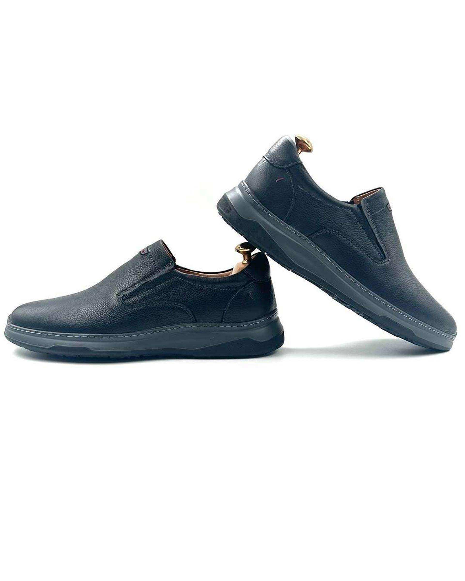 کفش چرم مردانه ارتوپدیک طبی مشکی چرم میخچی Mikhchi Leather مدل H25