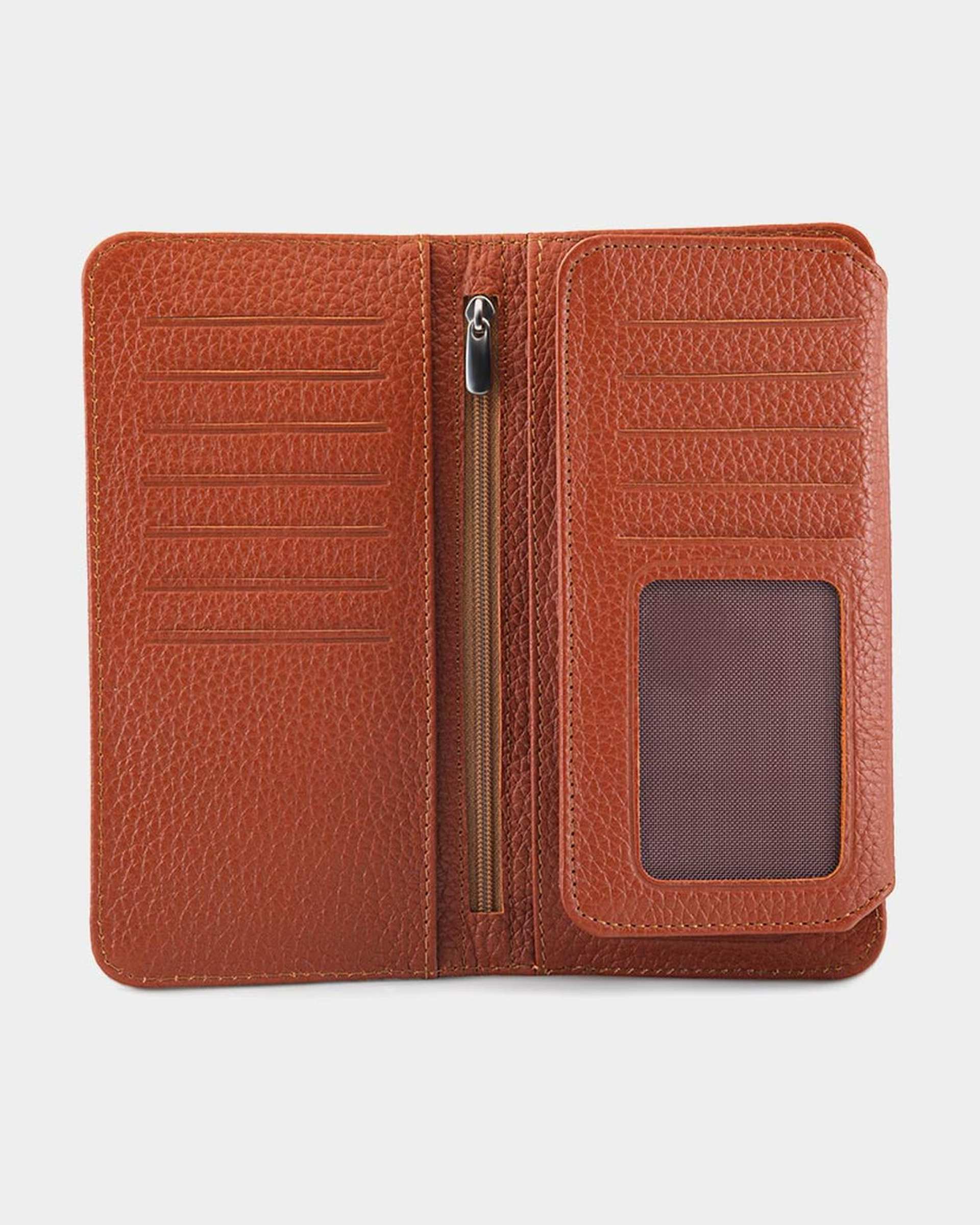 کیف پول چرم زنانه عسلی نوین چرم Novincharm مدل PW3178 C1004