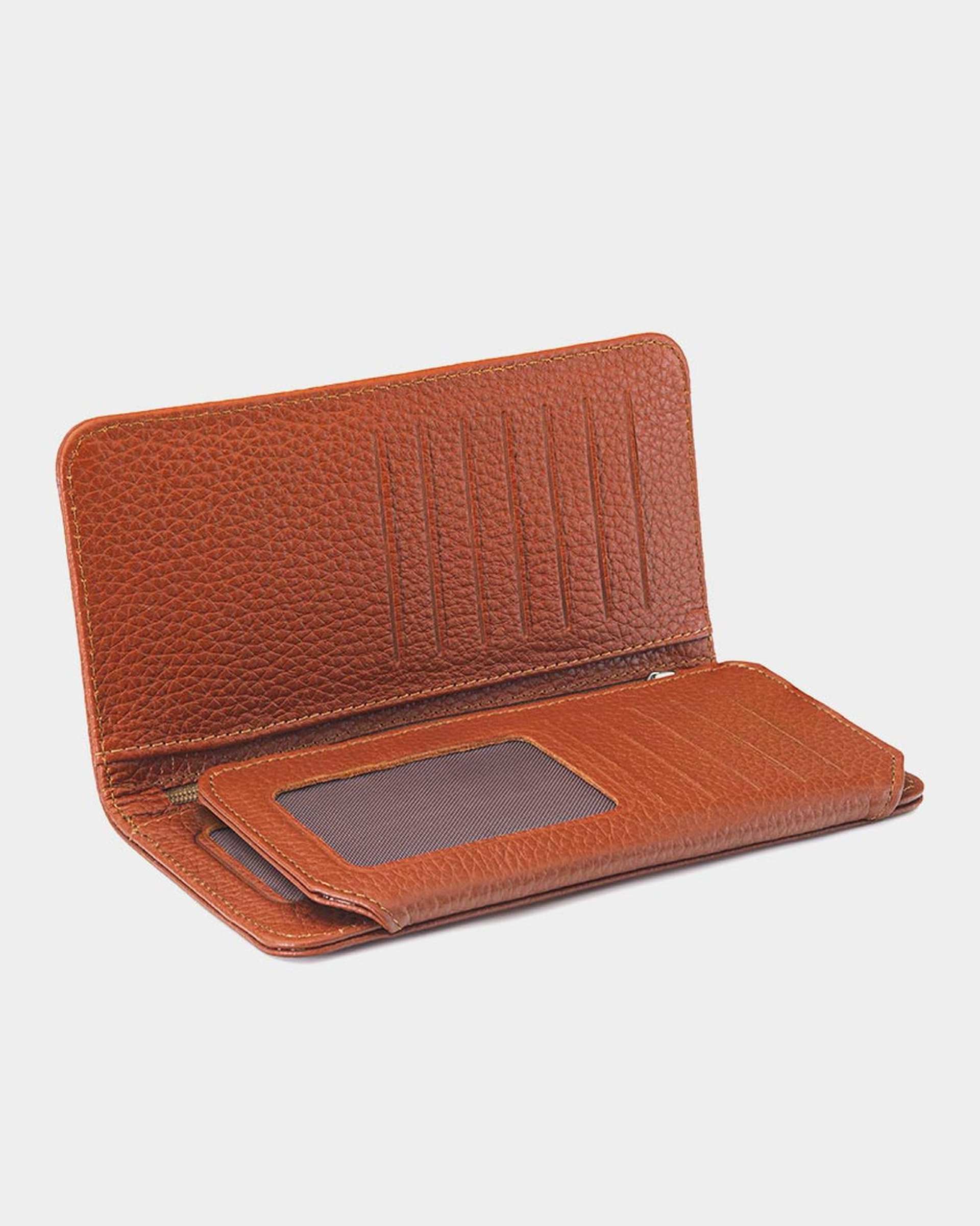 کیف پول چرم زنانه عسلی نوین چرم Novincharm مدل PW3178 C1004