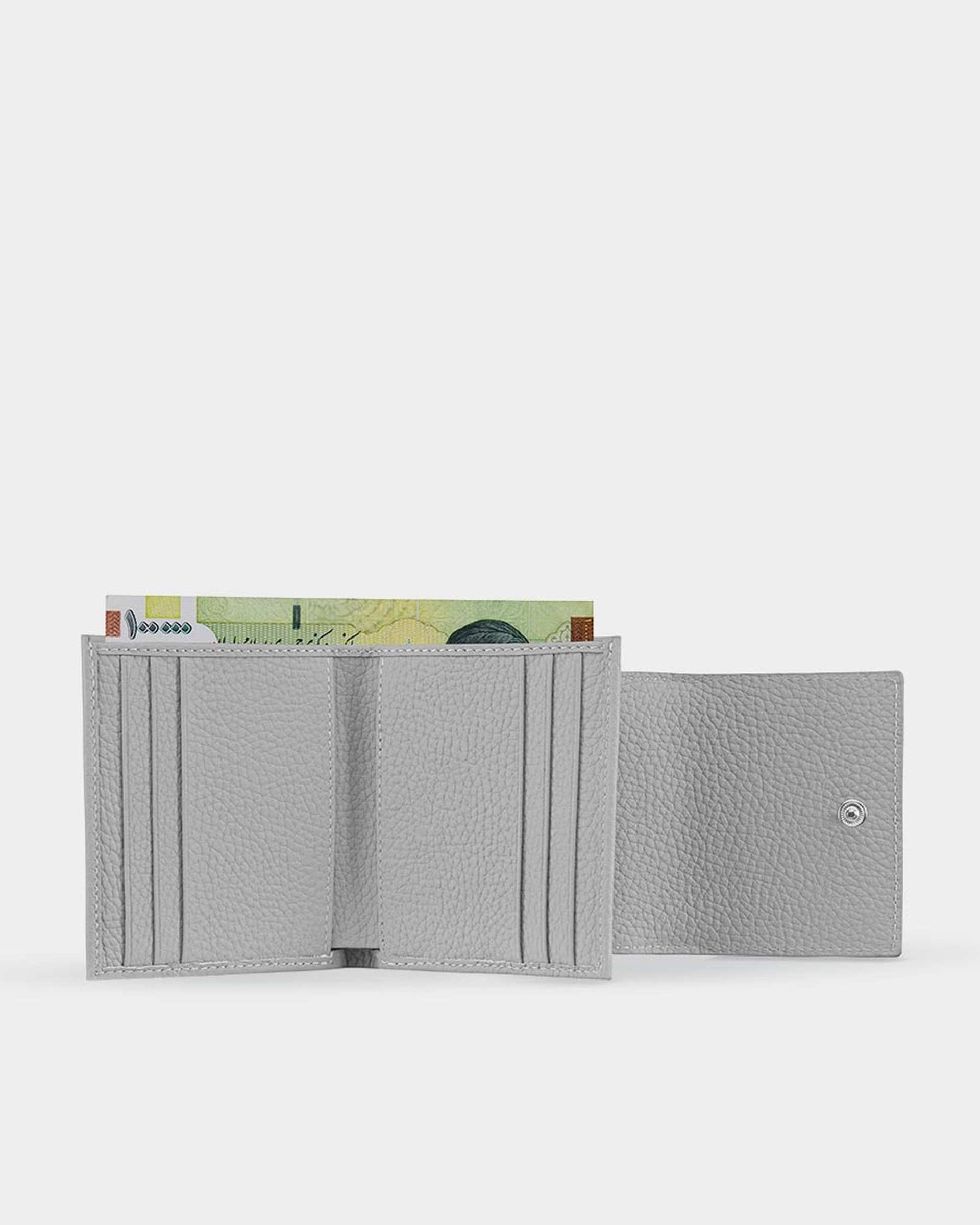 کیف پول چرم زنانه طوسی نوین چرم Novincharm مدل رناتا Fm- PW3182