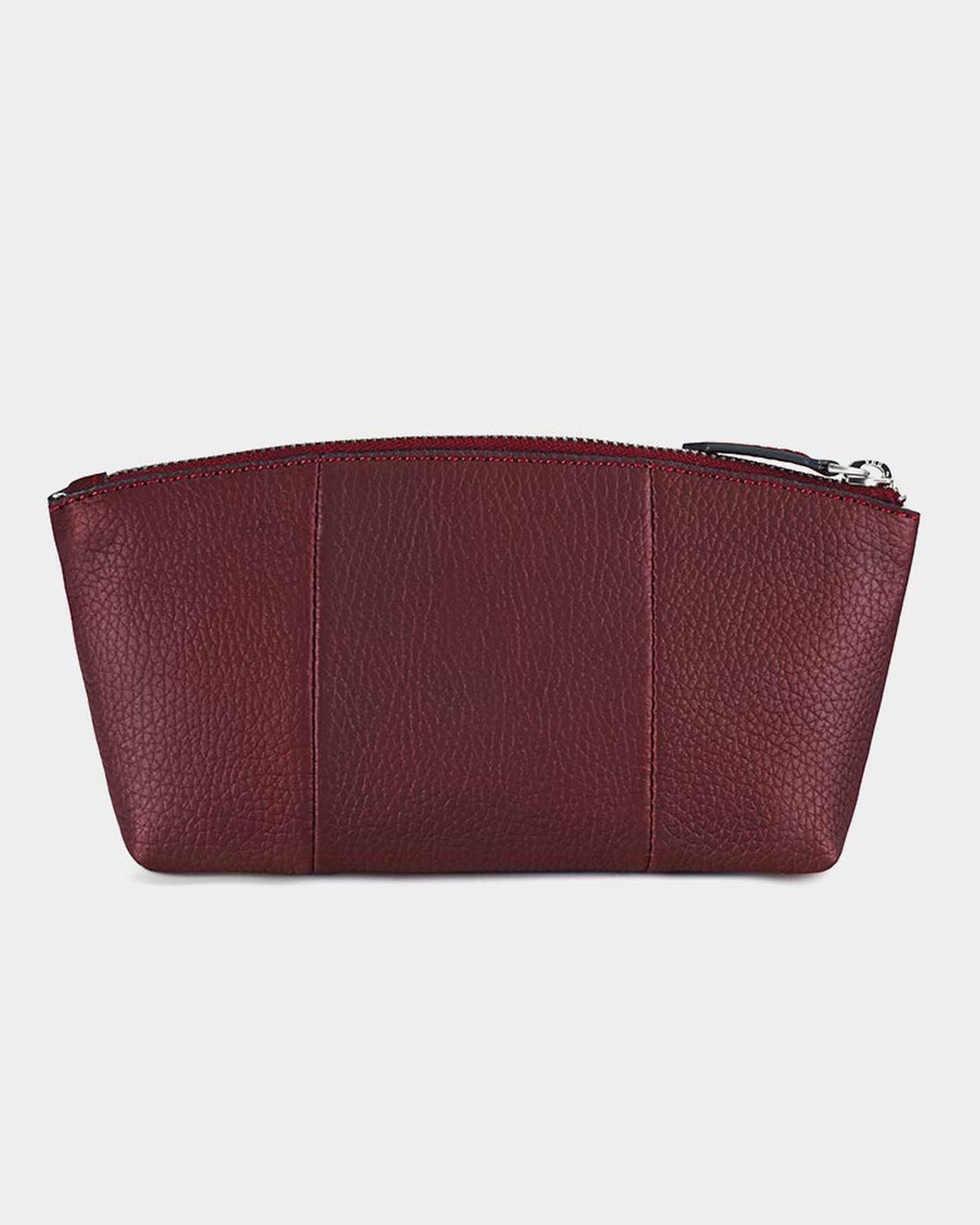 کیف آرایشی چرم زرشکی نوین چرم Novincharm مدل دونا Fm- CBX0351