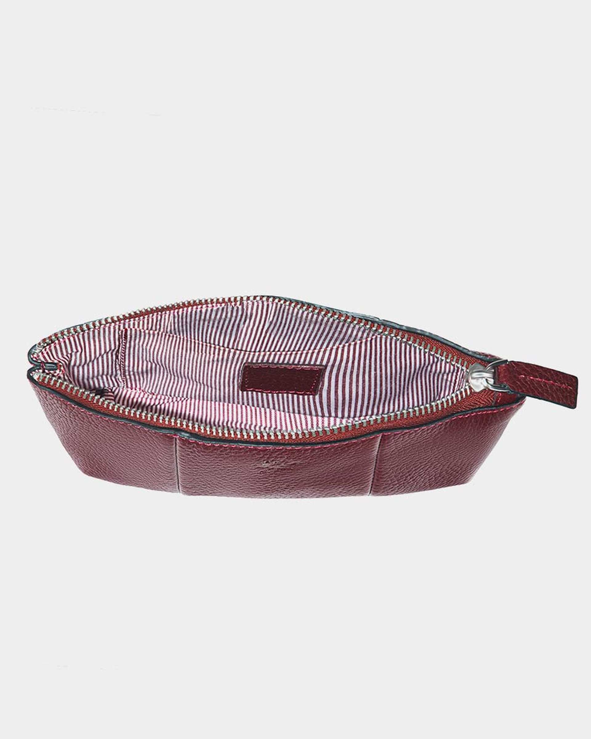 کیف آرایشی چرم زرشکی نوین چرم Novincharm مدل دونا Fm- CBX0351