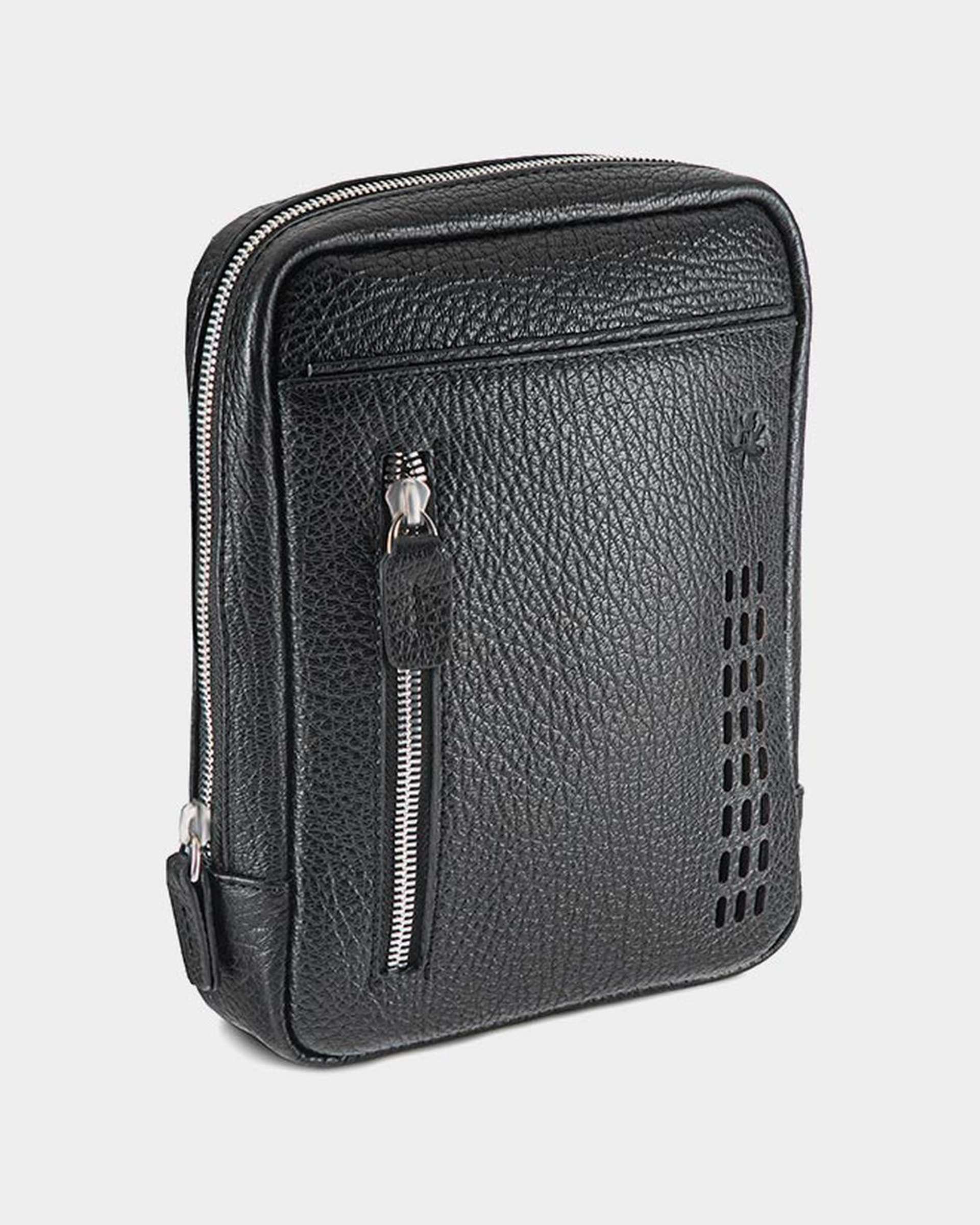 کیف چرم کراس بادی مشکی نوین چرم Novincharm مدل رادمان MSB3973