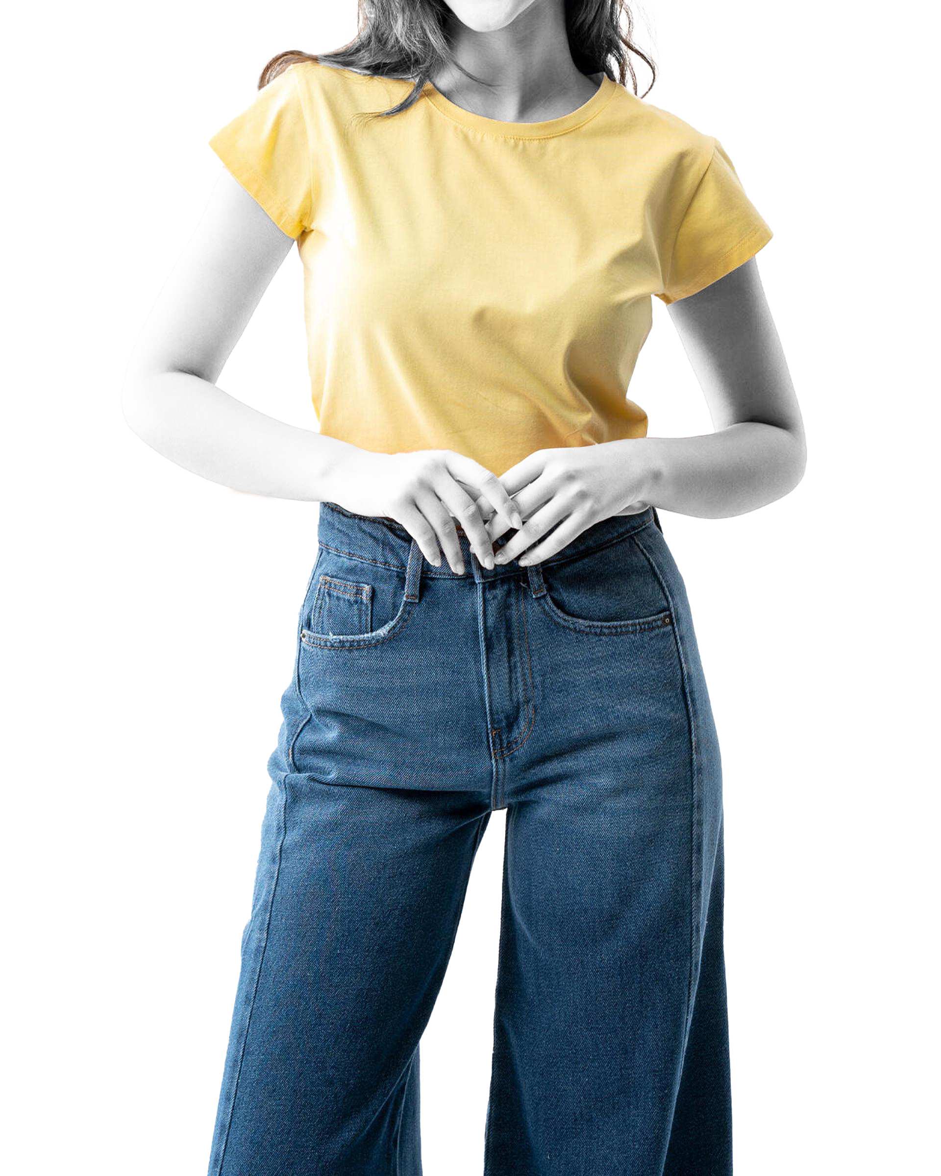 تیشرت زنانه کراپ زرد آر ان اس RNS کد 11022689