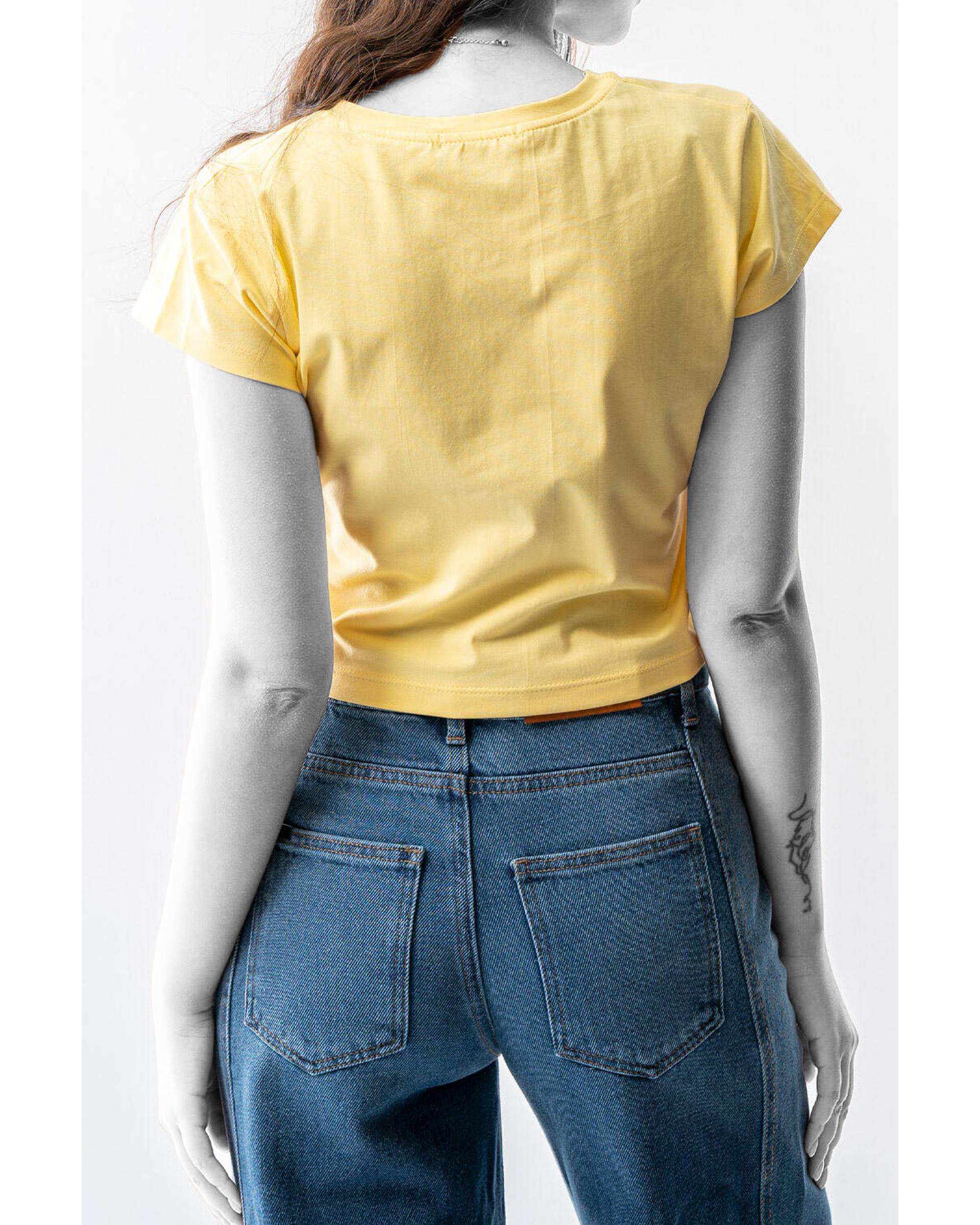 تیشرت زنانه کراپ زرد آر ان اس RNS کد 11022689