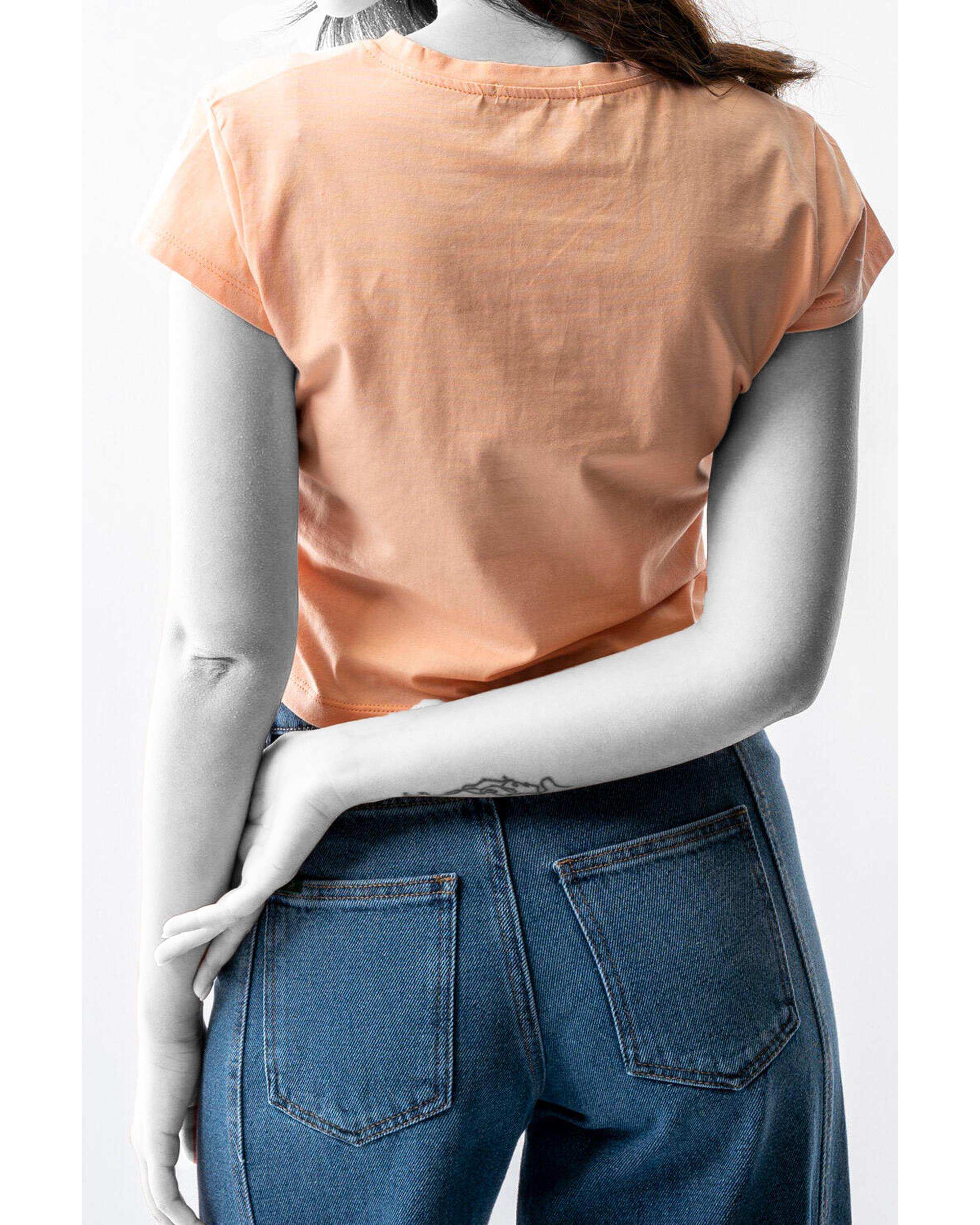 تیشرت زنانه کراپ گلبهی آر ان اس RNS کد 11022689