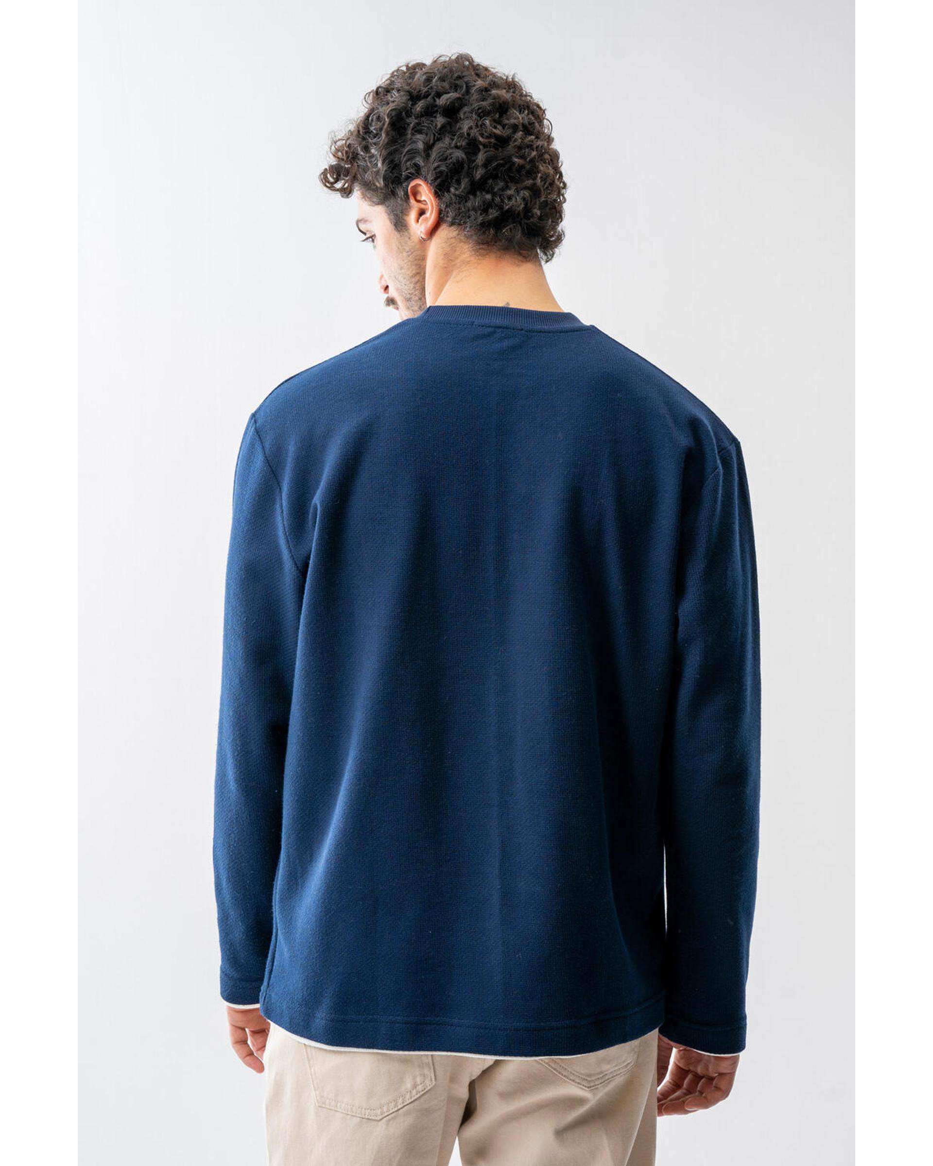 تیشرت آستین بلند مردانه سرمه ای آر ان اس RNS کد 12032536