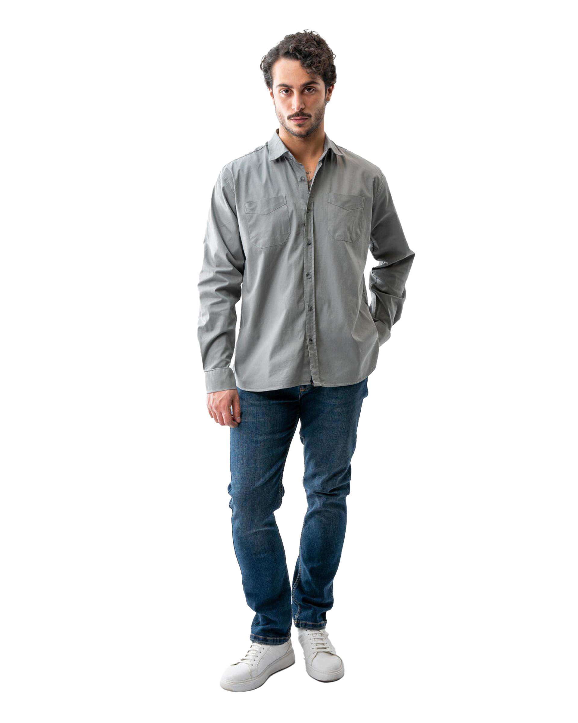 پیراهن مردانه کتان طوسی آر ان اس RNS کد 12202588