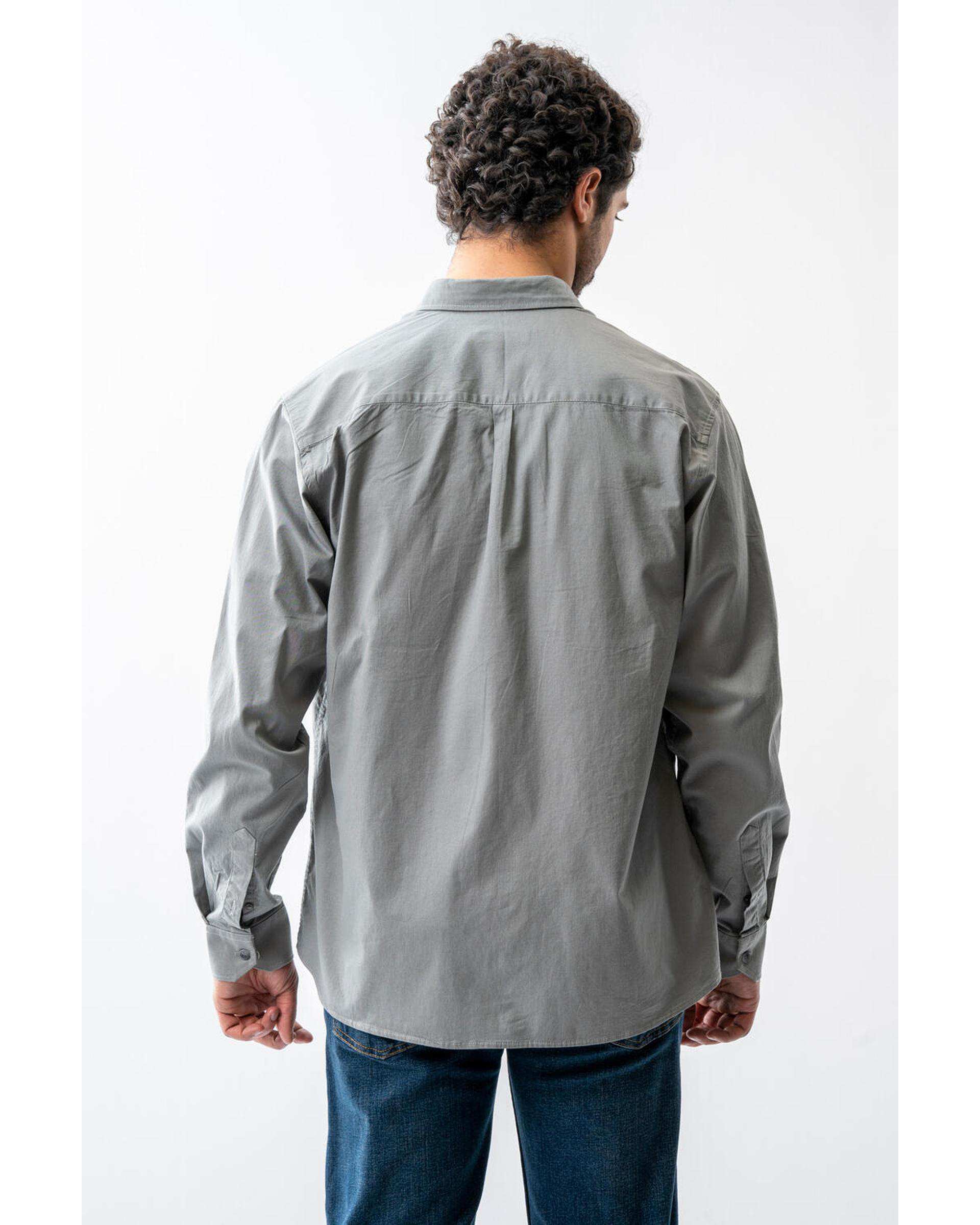 پیراهن مردانه کتان طوسی آر ان اس RNS کد 12202588