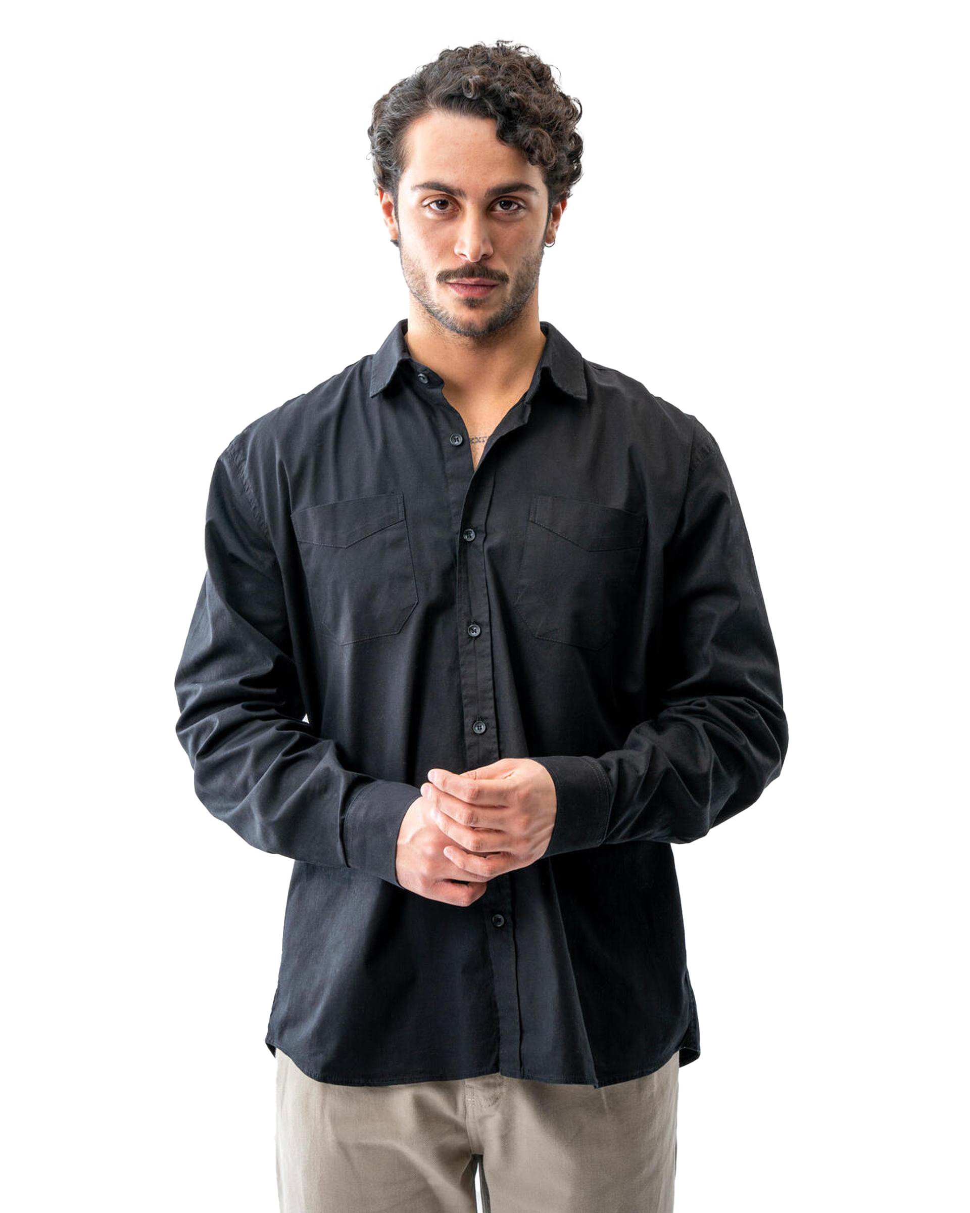 پیراهن مردانه کتان مشکی آر ان اس RNS کد 12202588