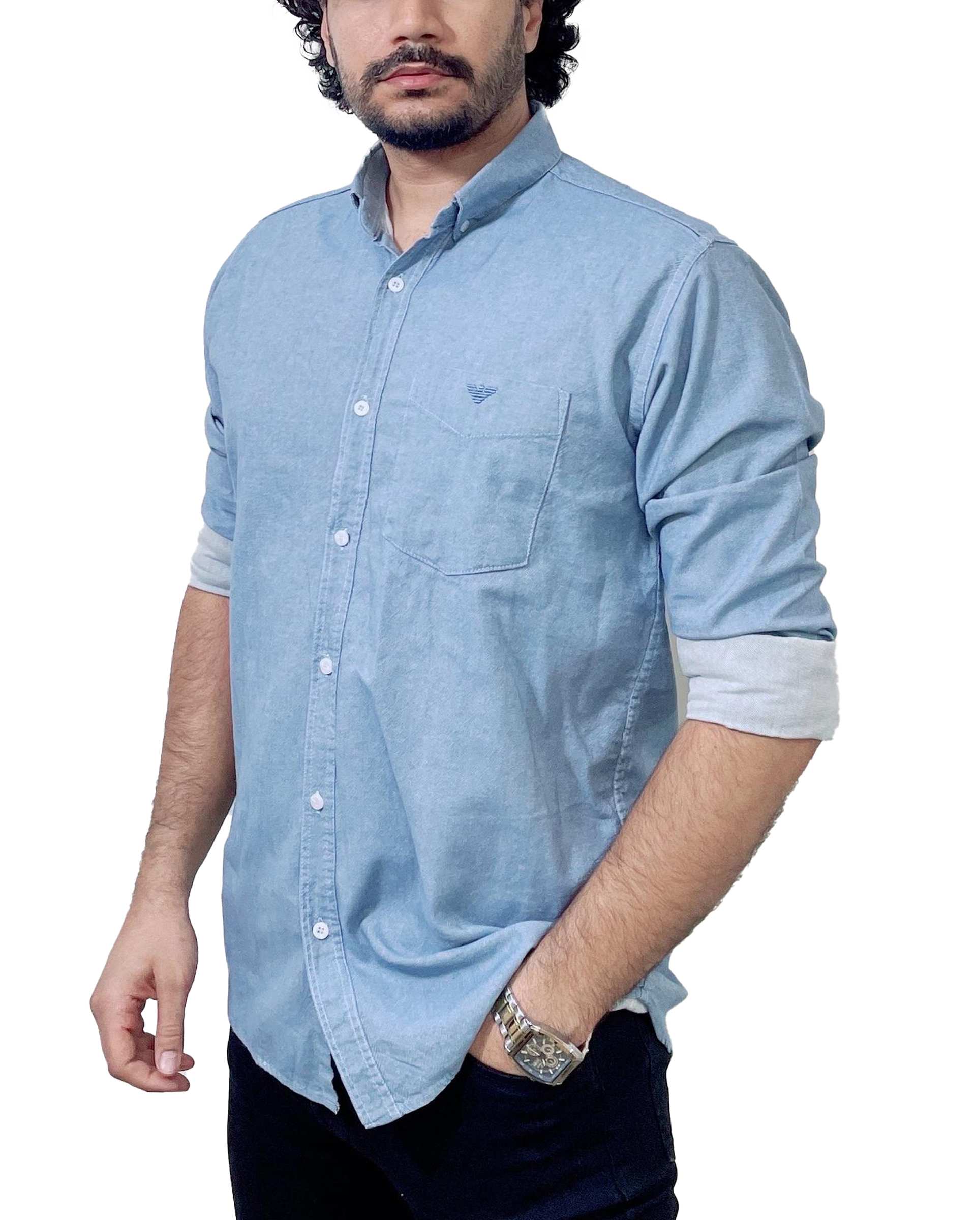 پیراهن مردانه آبی روشن دیورسو Diverso مدل اندیگو کد 4869