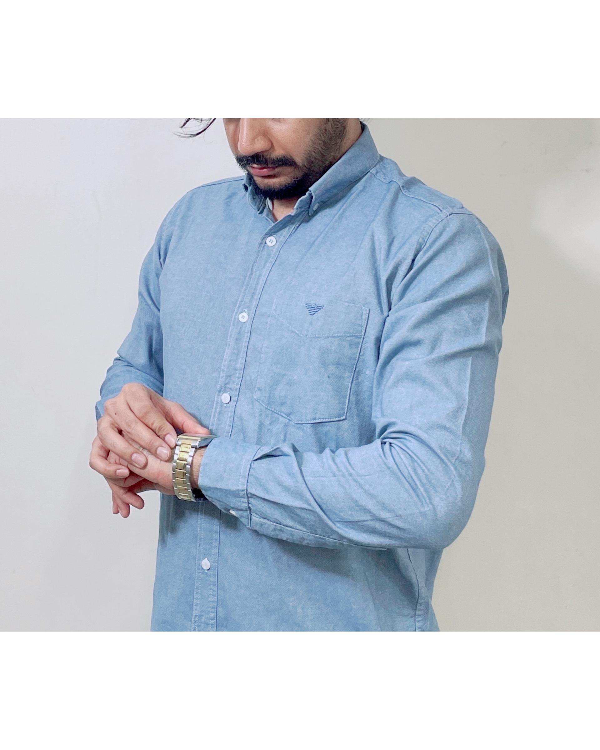پیراهن مردانه آبی روشن دیورسو Diverso مدل اندیگو کد 4869