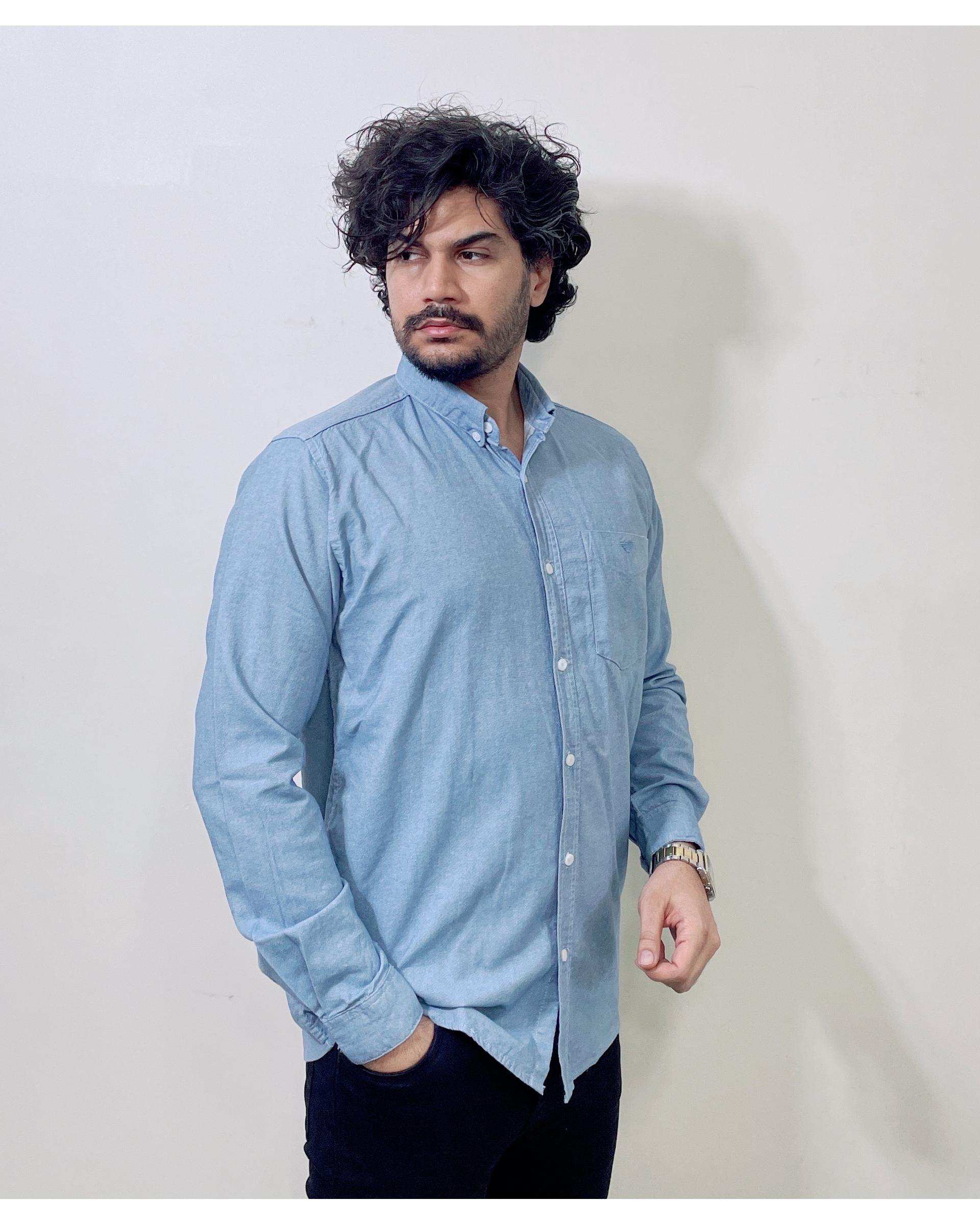 پیراهن مردانه آبی روشن دیورسو Diverso مدل اندیگو کد 4869