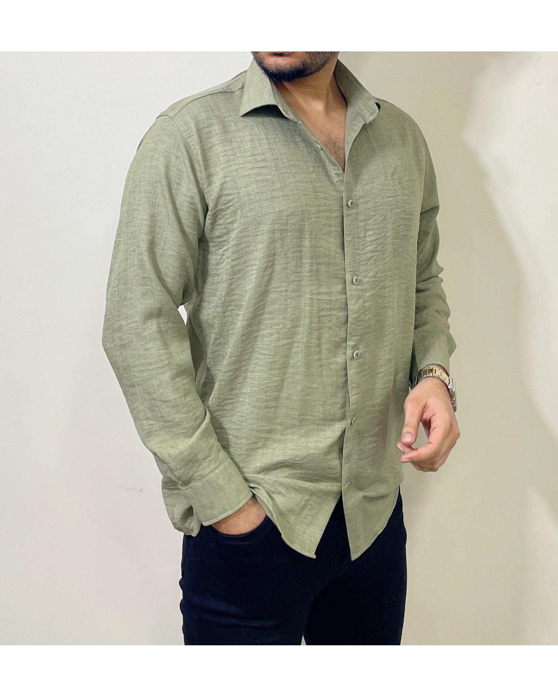 پیراهن مردانه سبز دیورسو Diverso مدل صوفیا کد 4871