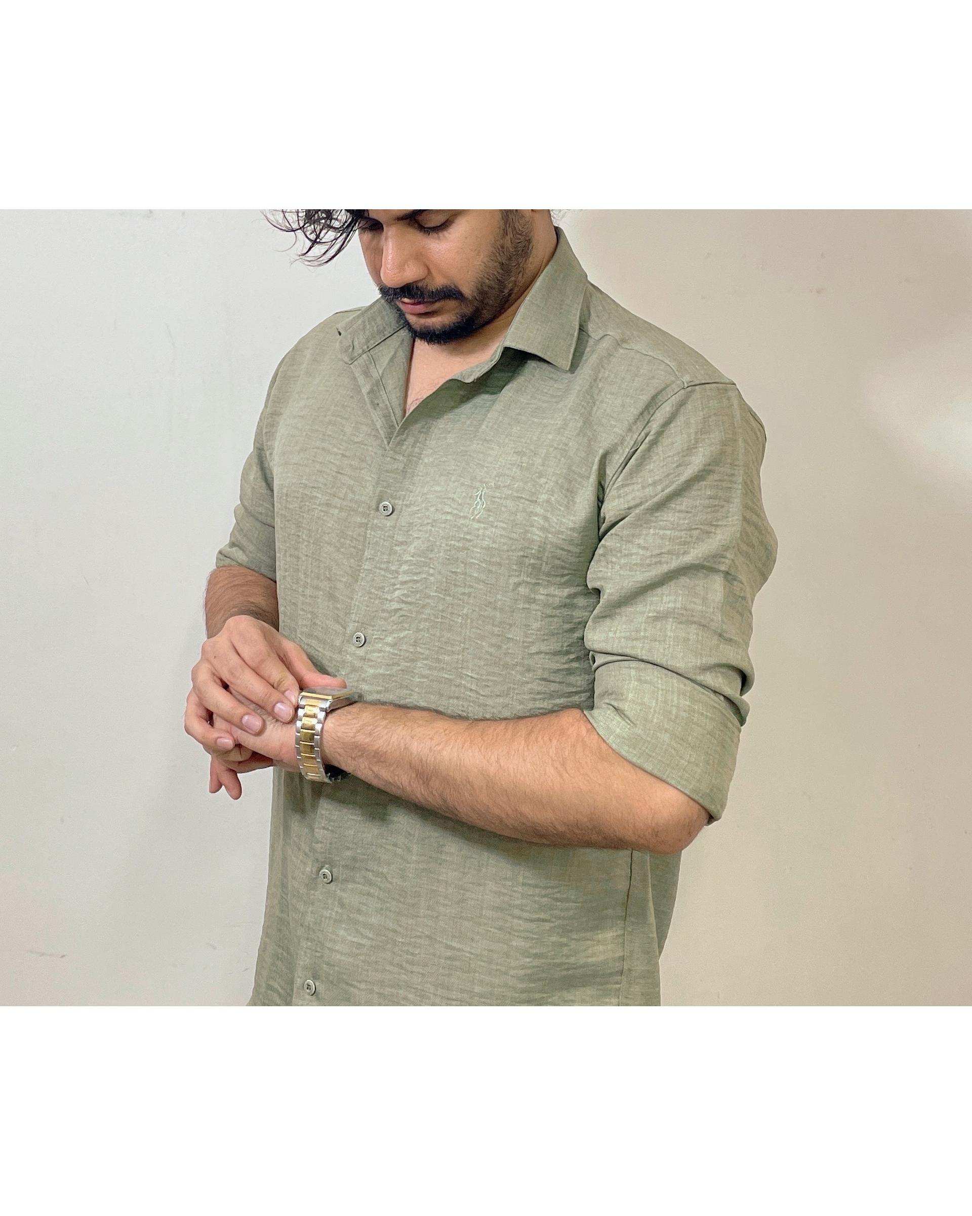 پیراهن مردانه سبز دیورسو Diverso مدل صوفیا کد 4871