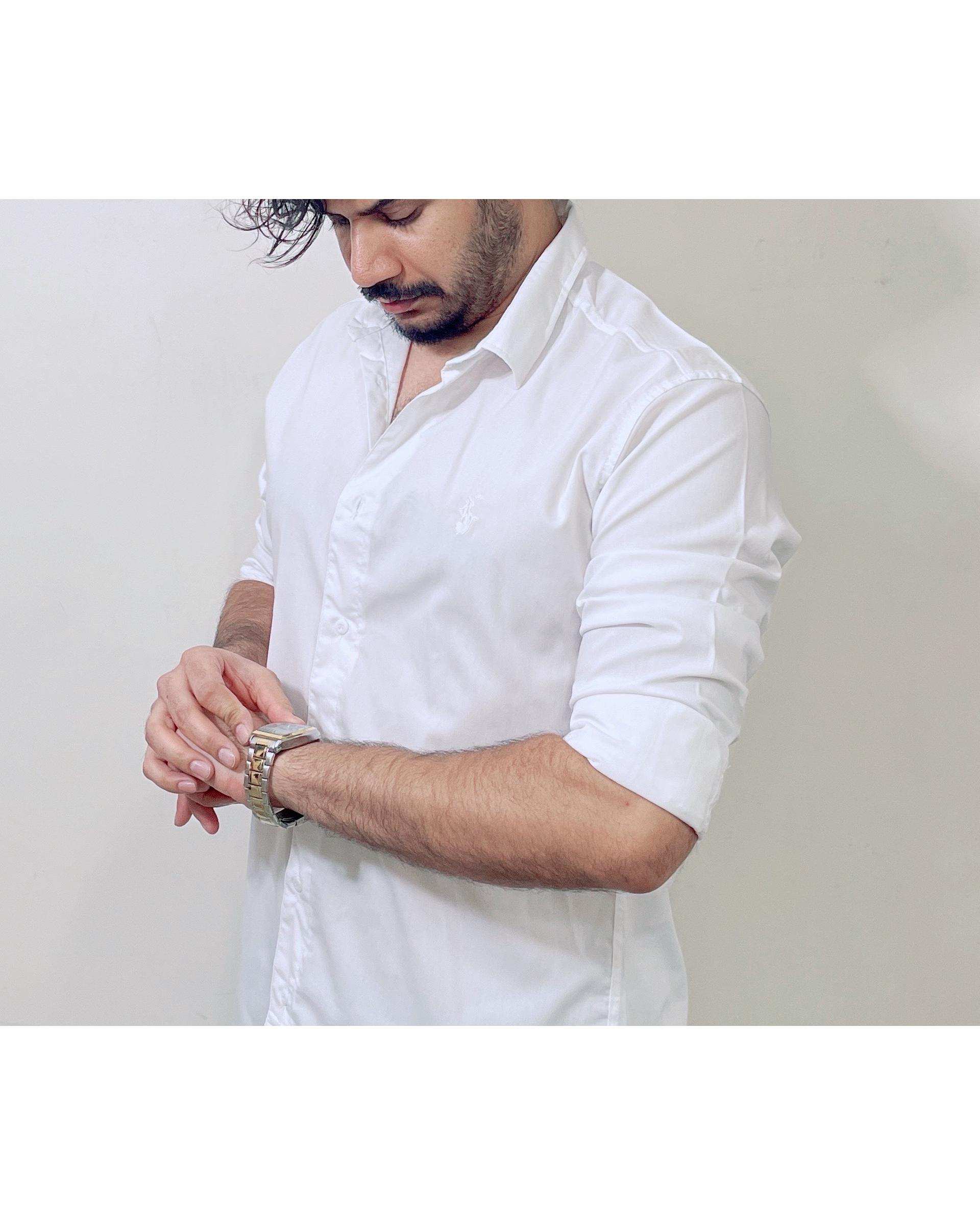 پیراهن مردانه تترون سفید دیورسو Diverso کد 4873